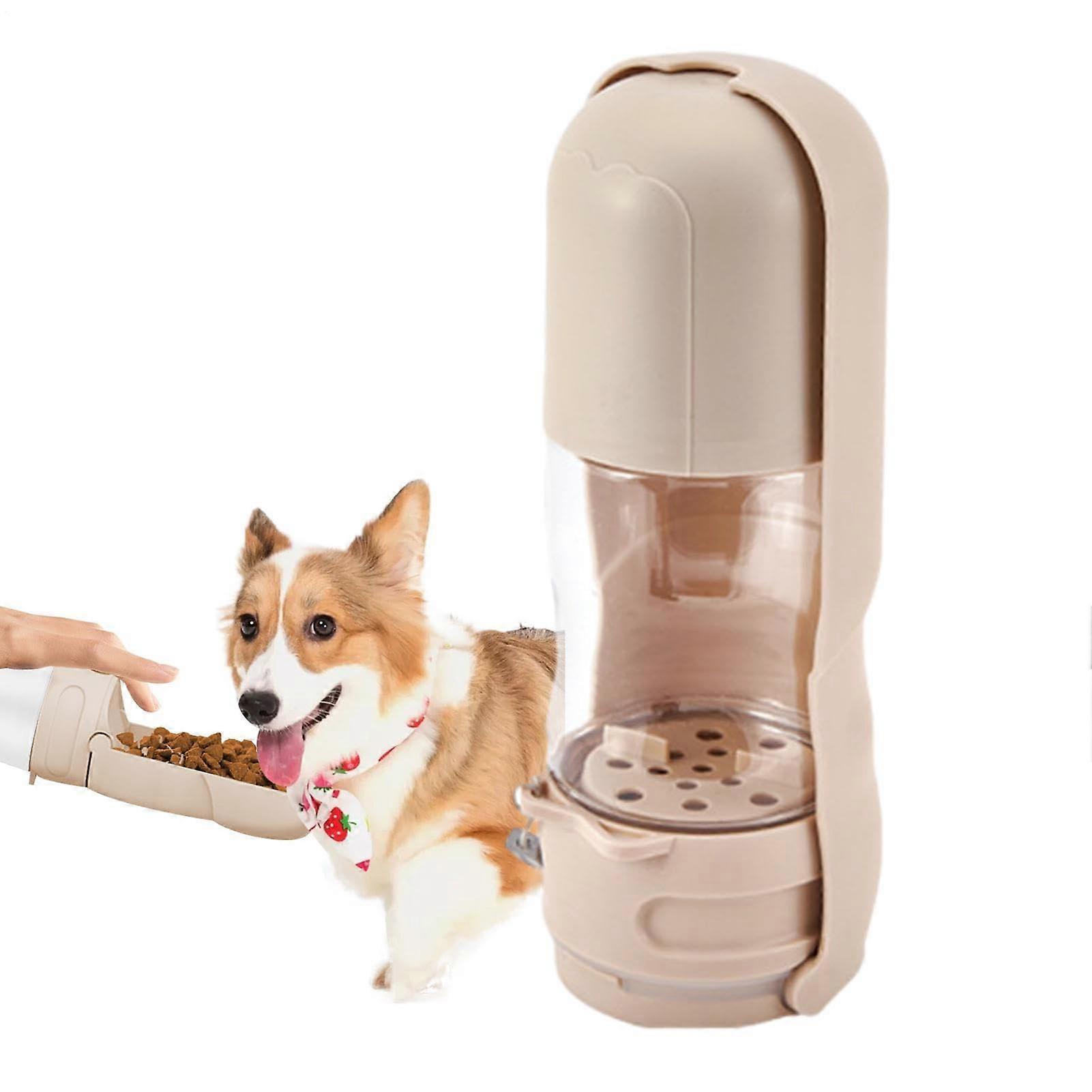 2 in 1 Hundwasserflasche for Pets, Khaki Travel Water Bottle with Built-in Carbon Filter for Small Animals