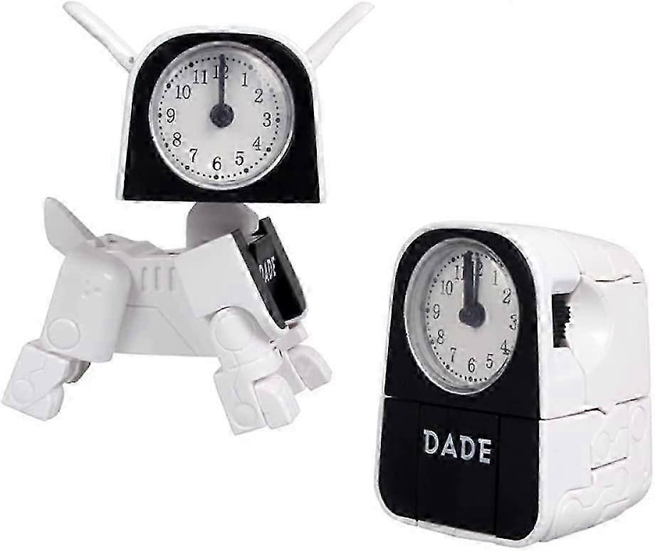 Cute Dog Robot Alarm Clock with Multifunctional Features in White