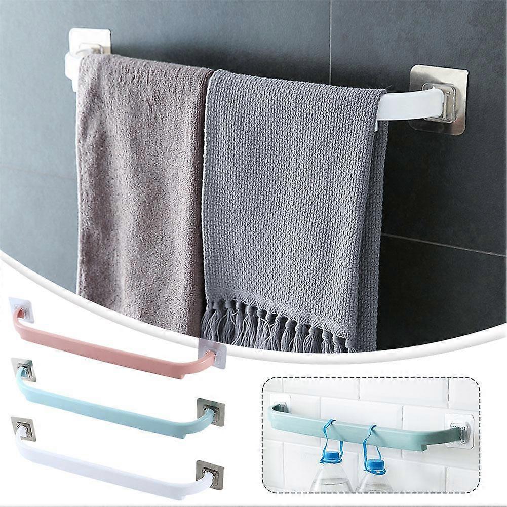 White (A) $Shoe rack punch-free extended bathroom double rod wall-mounted slippers rack home color self-adhesive towel rack