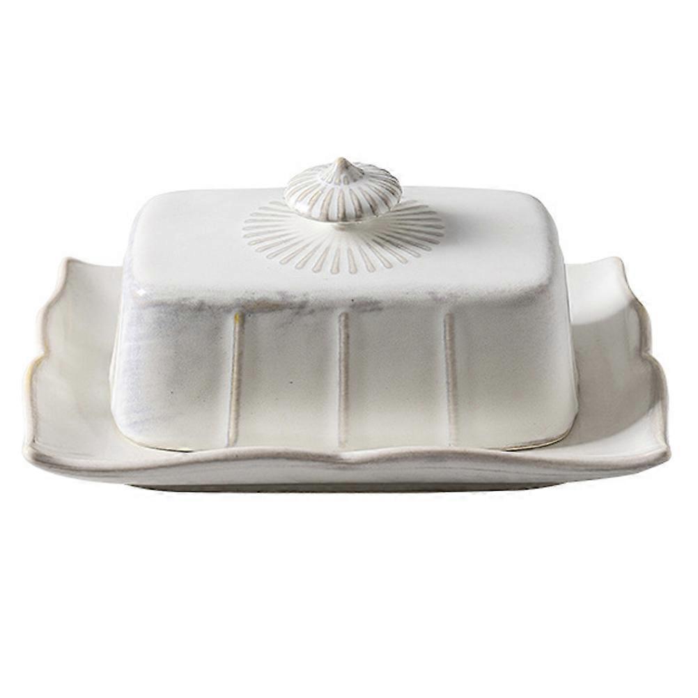 1 Set Decorative Butter Plate Dessert Storage Tray with Lid Kitchen Gadget