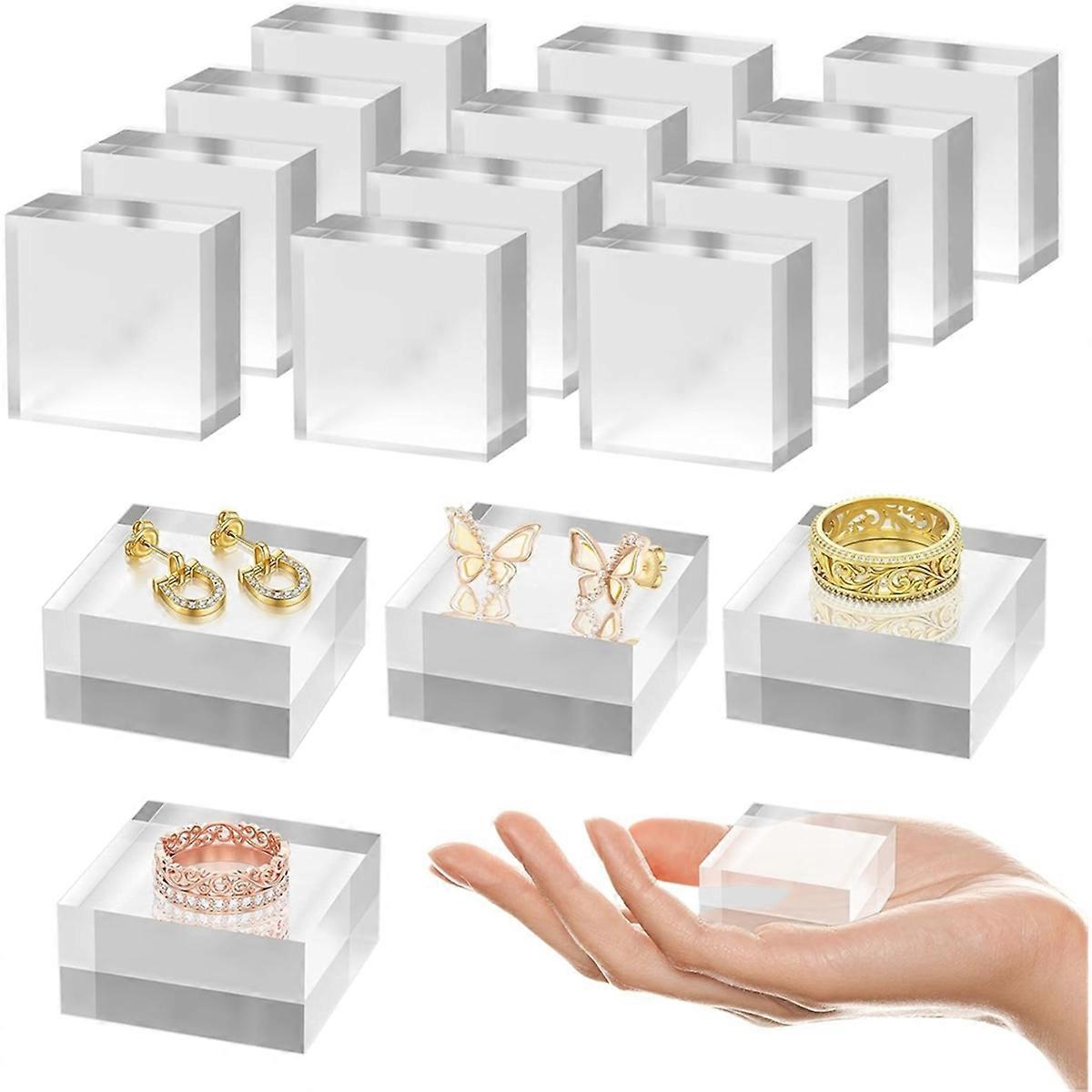 Acrylic Base 16PCS Acrylic Blocks for Display 2x2x1 Inch Square Riser