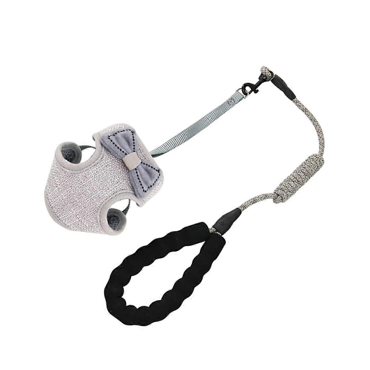 Adjustable and Breathable Cat Harness with Bow Design for Safe and Comfortable Use, Gray