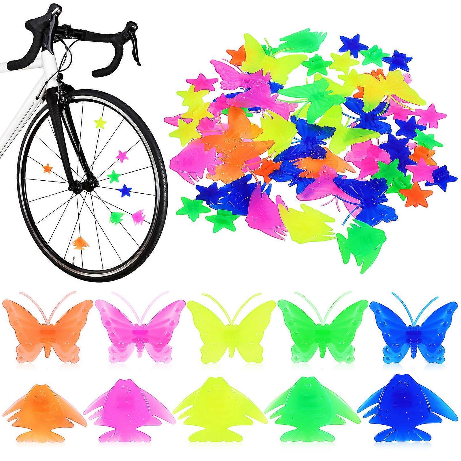 Decorations For Childrens Bicycles Assorted Color Butterfly Shape Resin 62Pcs