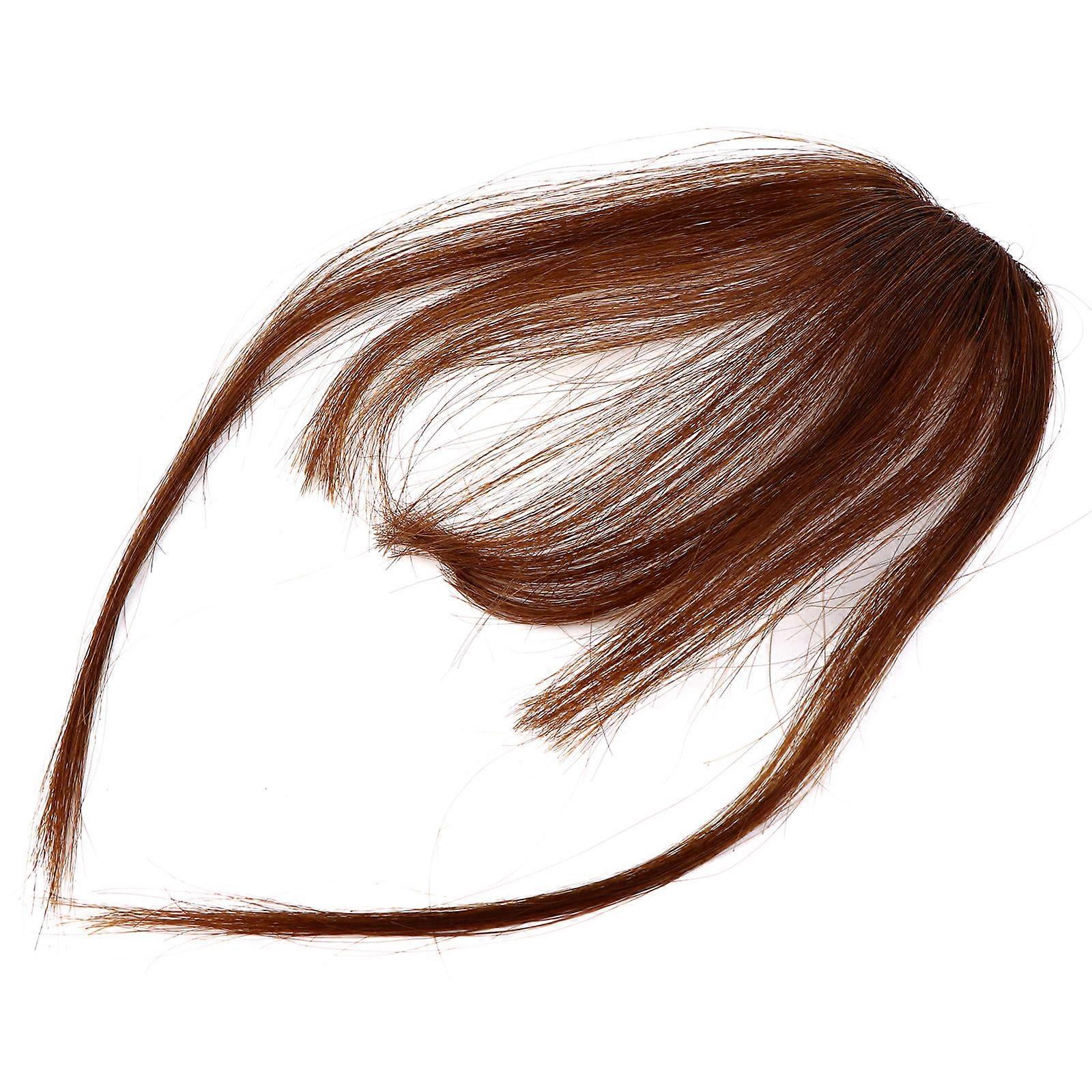 Fringe Bangs Hairpiece With Natural Blending For Party 20x7cm Brown Clip On 1Pcs