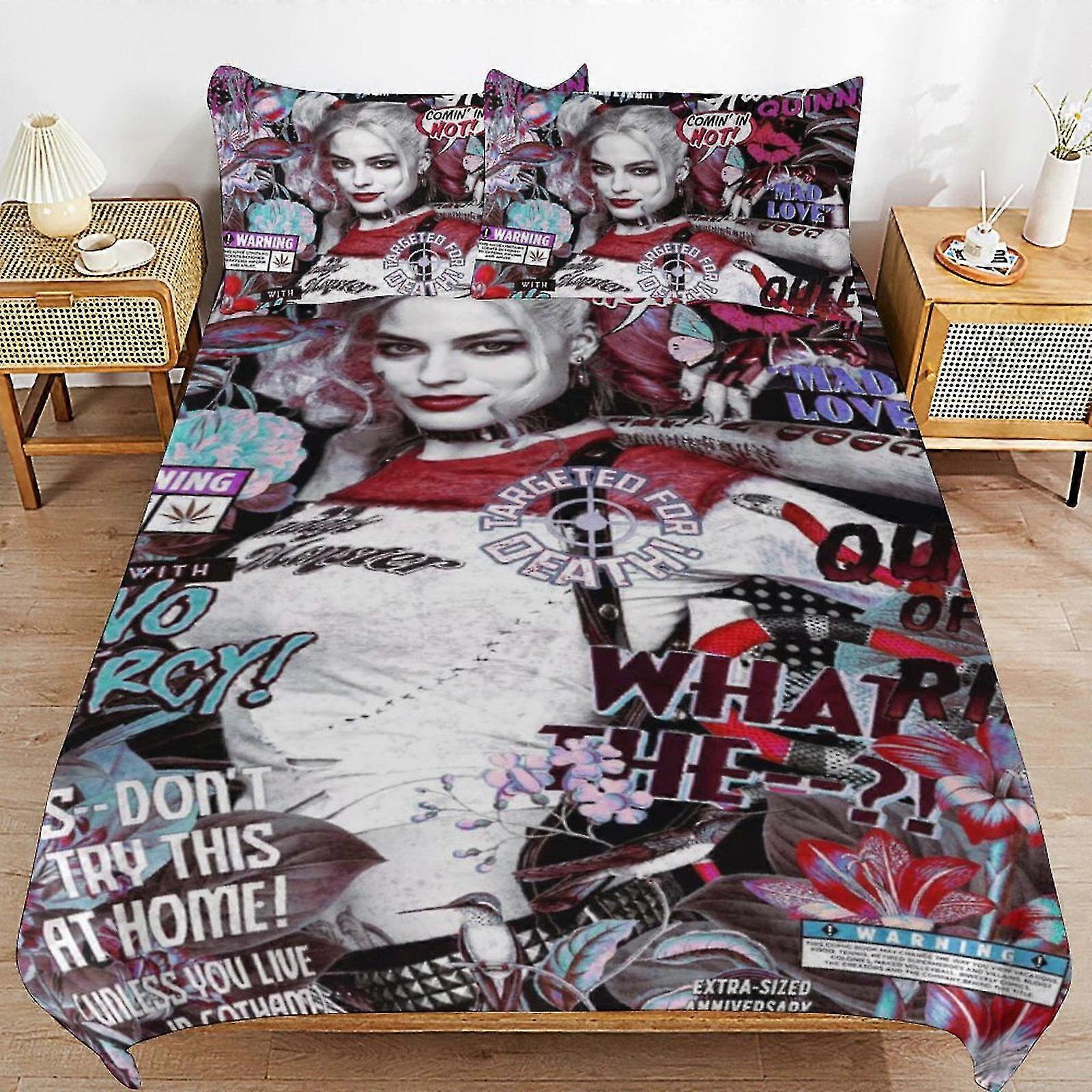 Conjuntos de Cama de Desenho Animado Fofos Decoração de Quarto Leve, 1 Capa de Edredom e 2 Travesseiros para Crianças 79x90