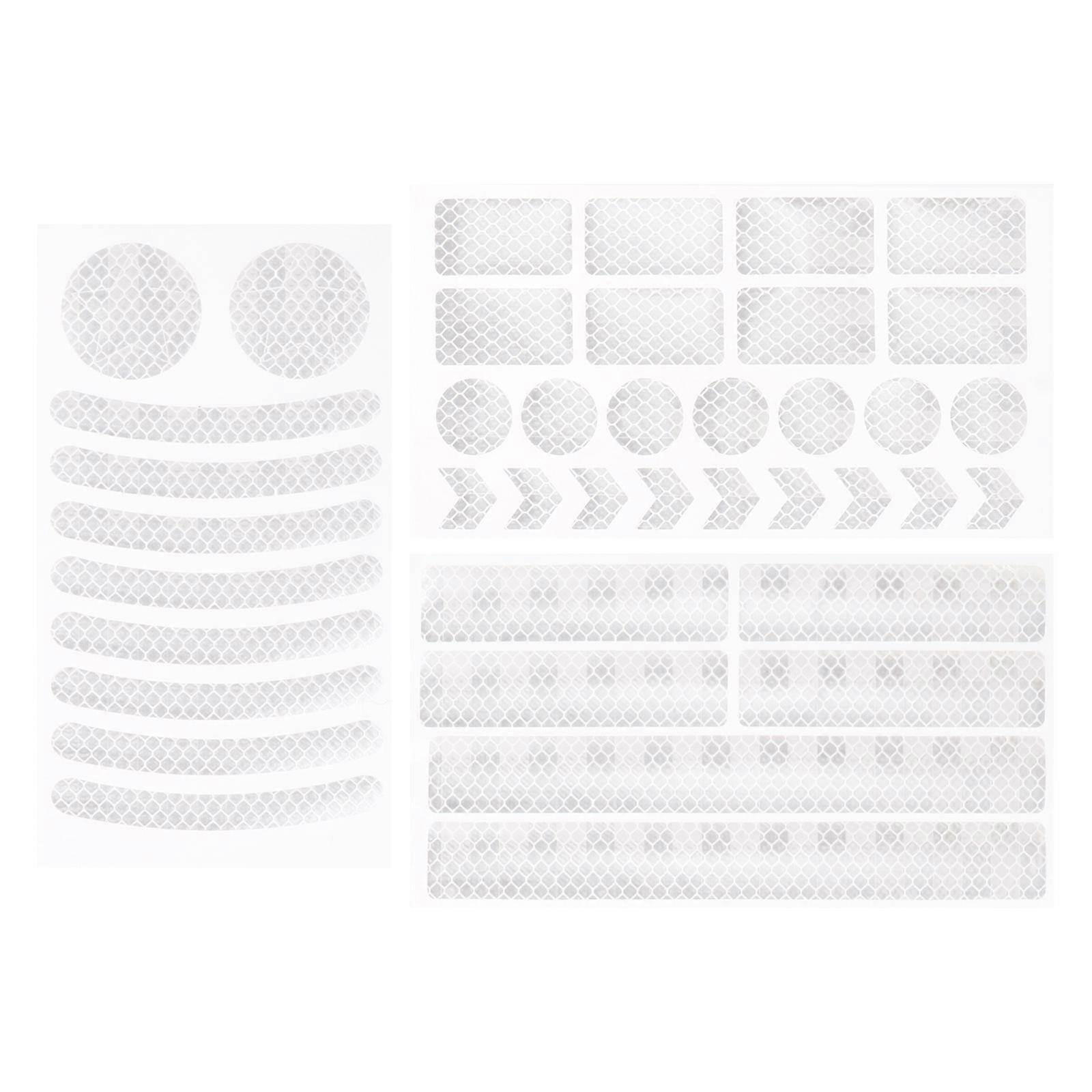 Warning Reflective Sticker Bicycle Cycling Security Stickers Simple Design White 42Pcs Set