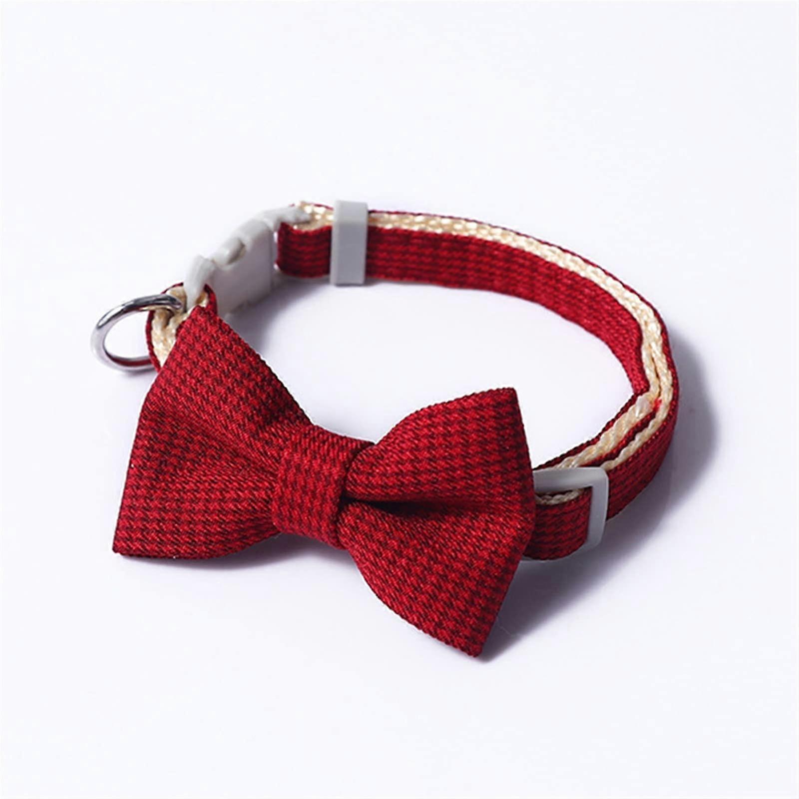 Pet Collar With Plaid Bow, Cat Collar With Tie And Buckle, Adjustable Elastic Puppy Collar