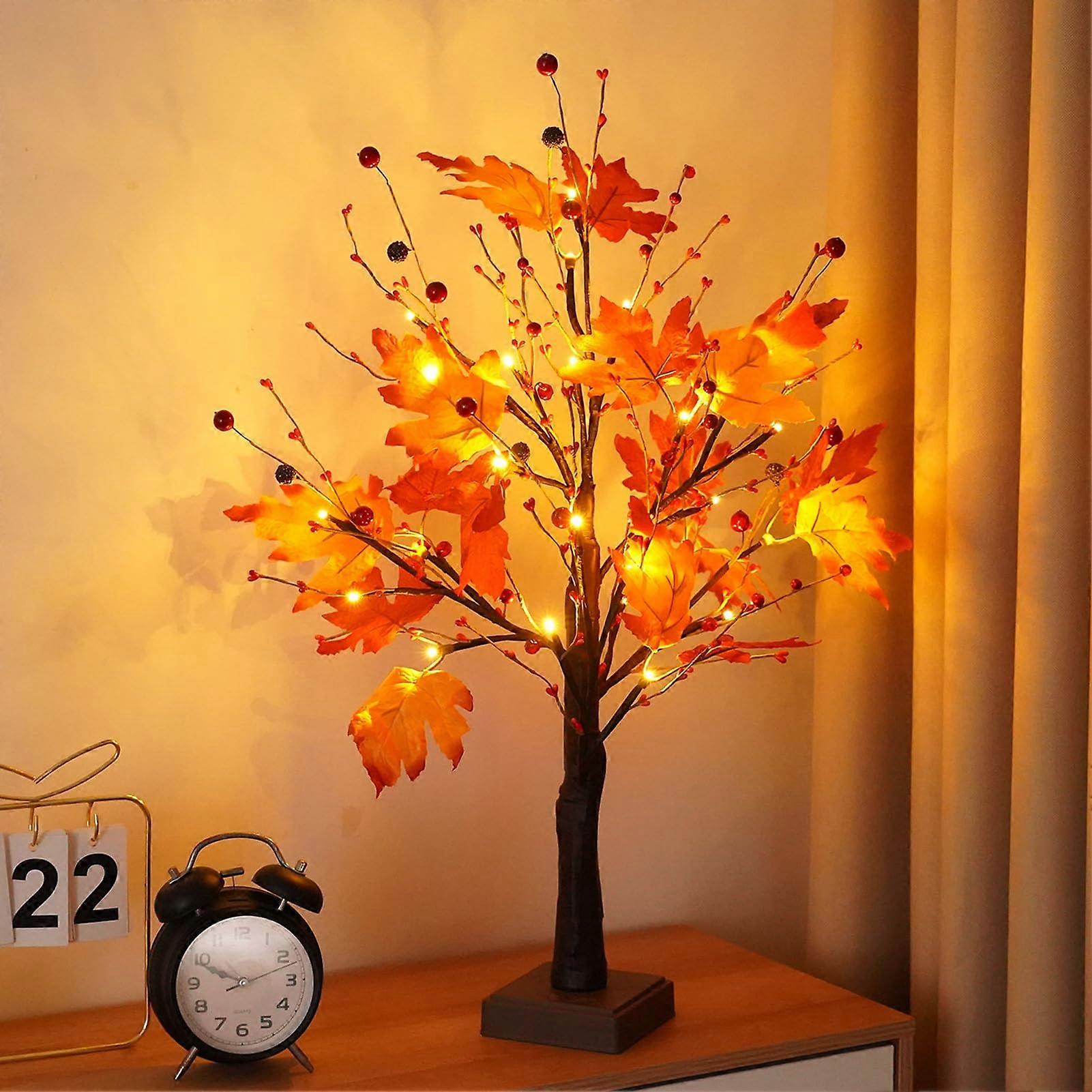 Autumn Decoration Maple Leaf Tree Lights 60 cm with Timer, 24 LEDs, USB & Battery Operated Indoor Table Decor