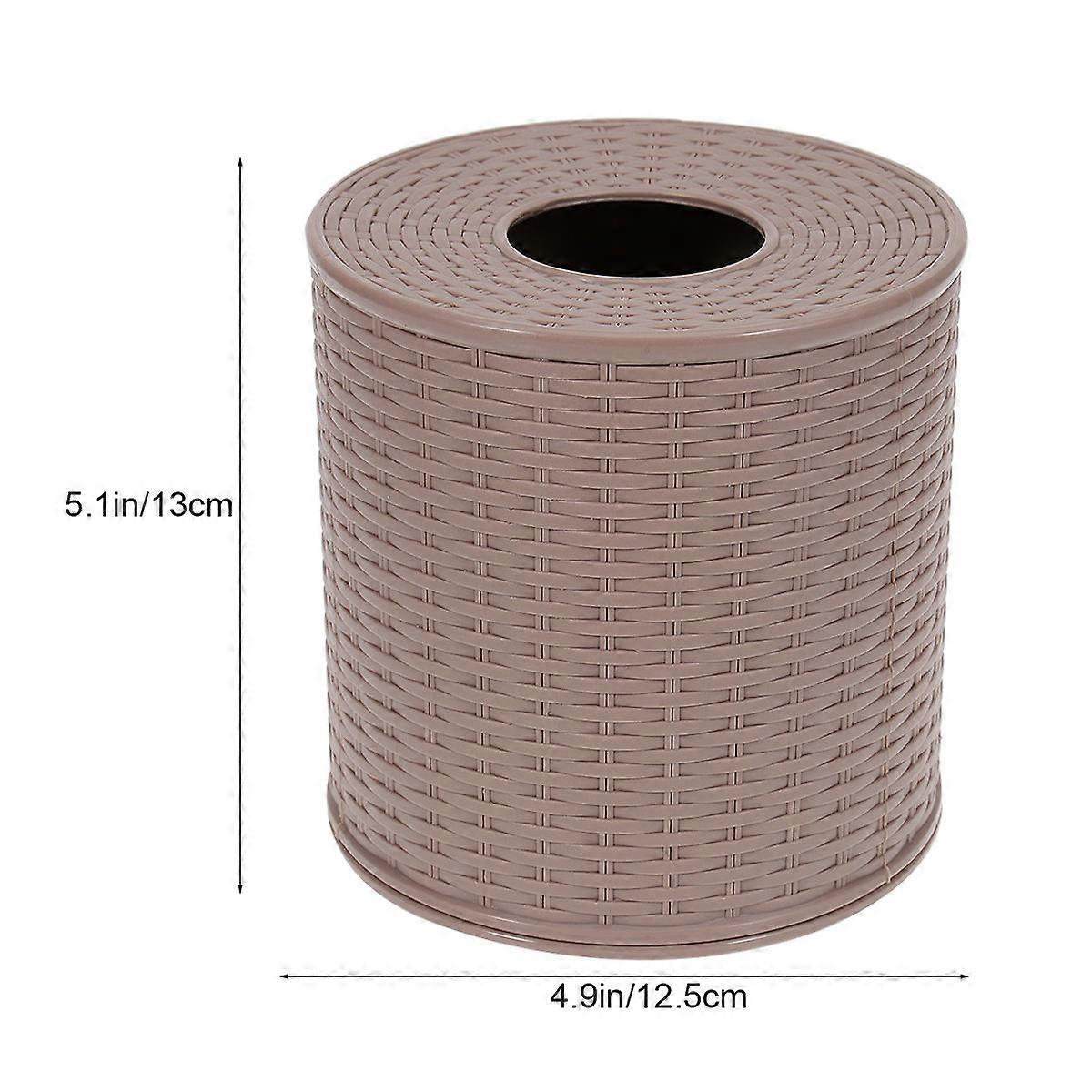 Tissue Paper Box Round Napkin Holder For Bathroom Tissue Storage Containers Box Brown 1Set