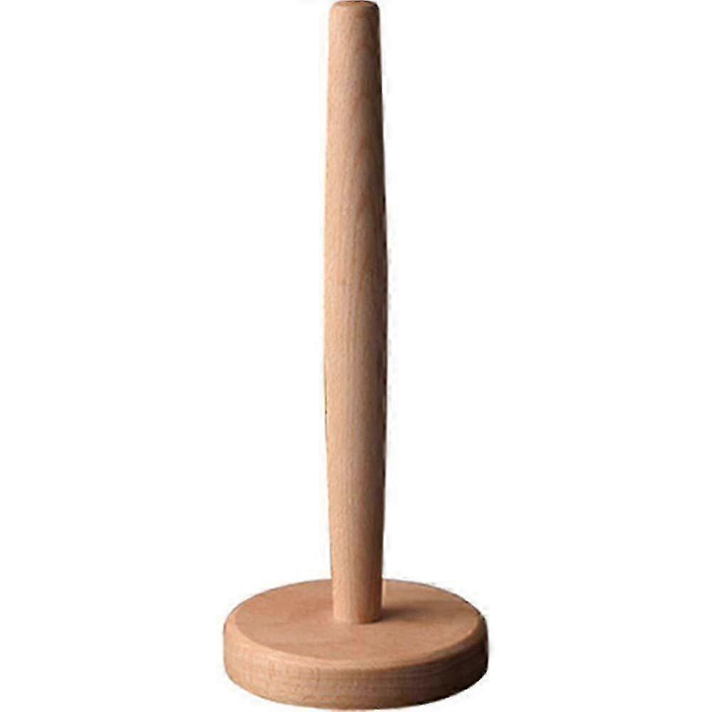 Bamboo Paper Towel Holder with Weighted Base - Space-Saving Vertical Design for Kitchen Countertop & Organization