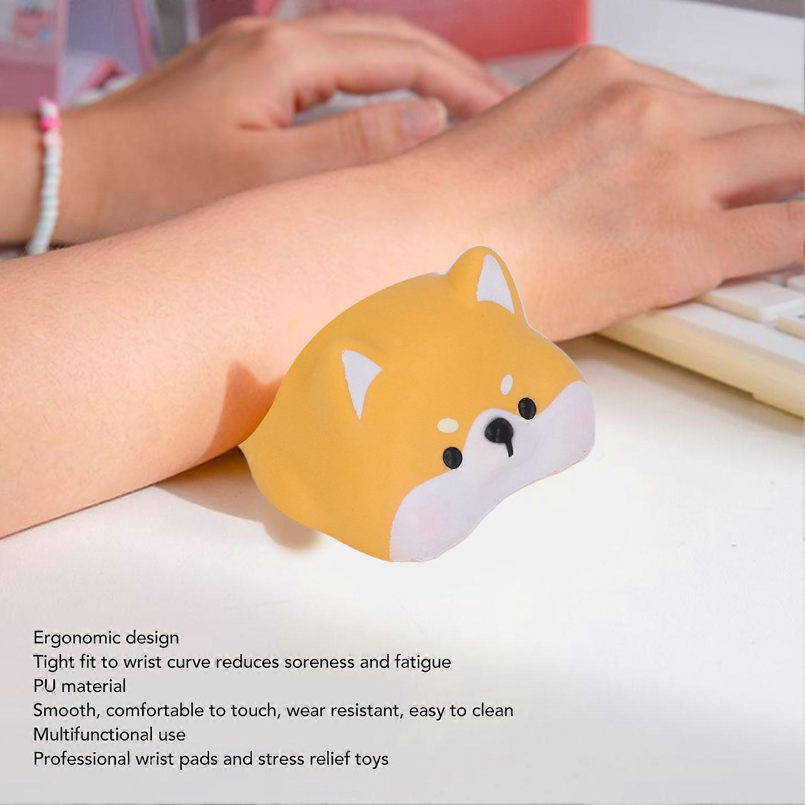 Cute Wrist Rest Ergonomic Animal Design Reduce Fatigue Cartoon PU Wrist Support Cushion for Mouse Keyboard Computer Blush Shiba Inu