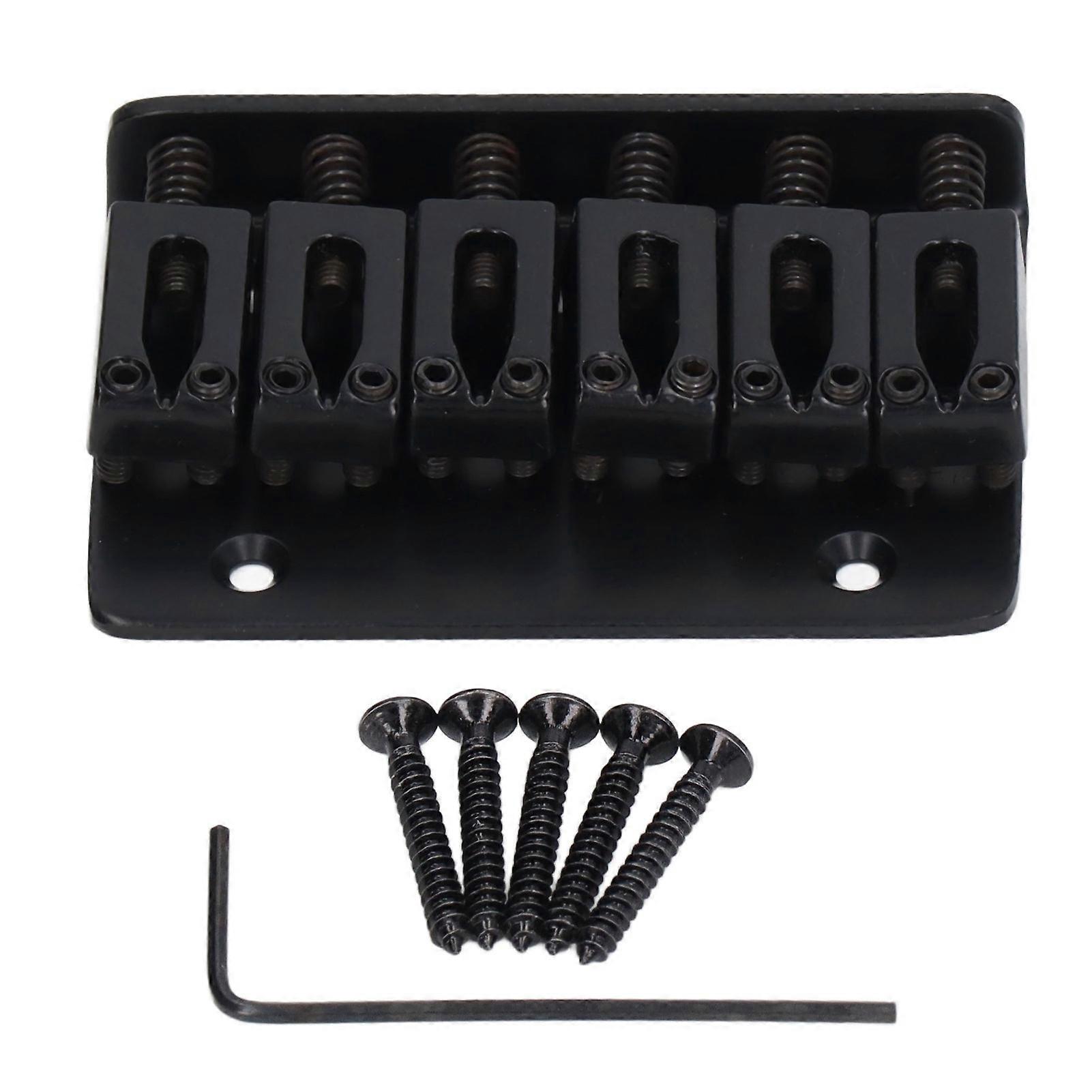 6 String Guitar Fixed Saddle Bridge Hardtail Top Loader Iron Electric Guitar Saddle Bridge Replacement Black