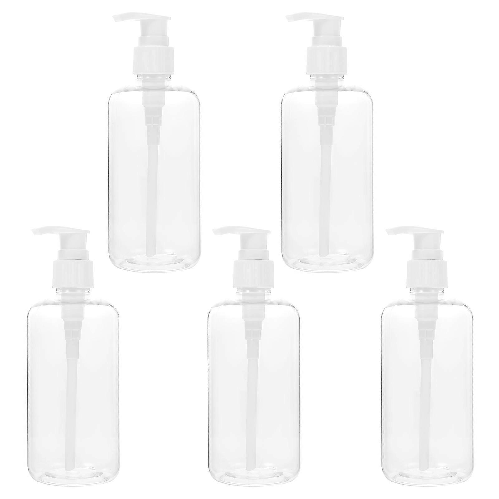 Liquid Container Press Type Bottles for Storage Use 5Pcs White Plastic