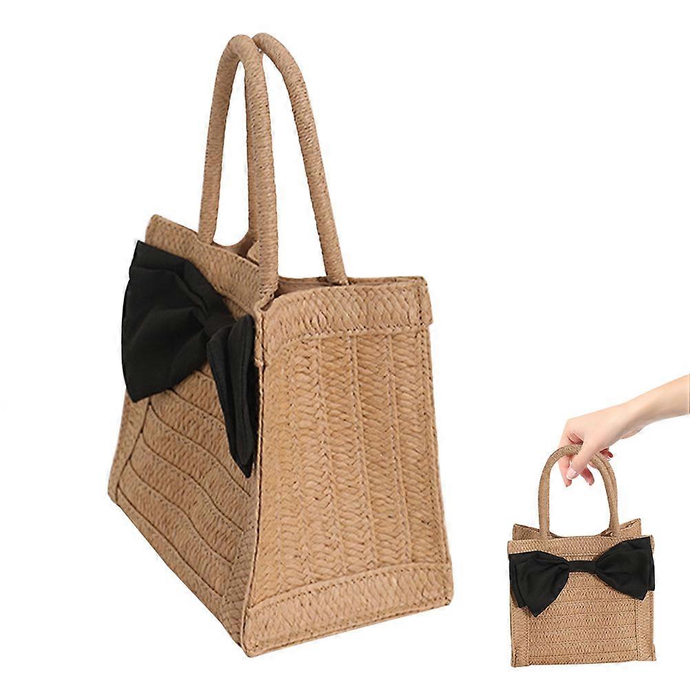 Adorable Bowknot Shopping Bag Multi Function Woven Beach Bag for Outdoor Use 1 Set