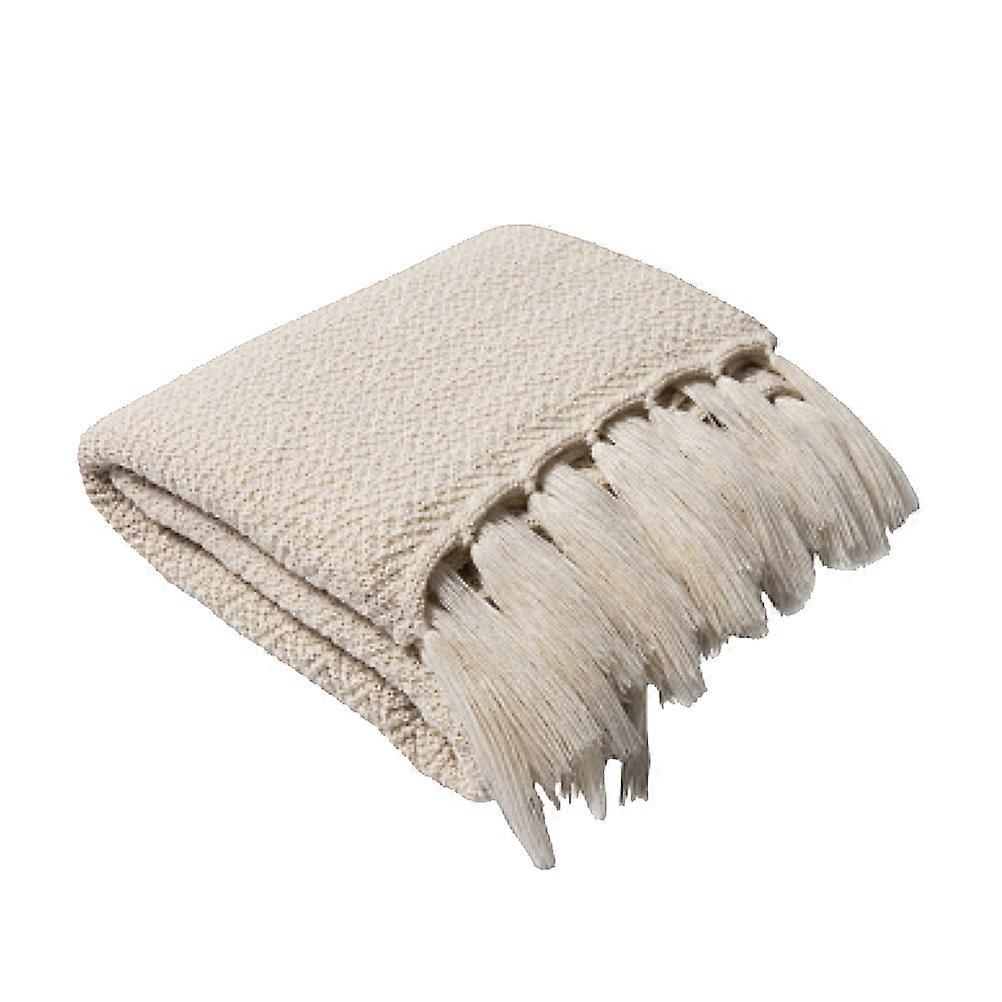 Beige Tassel Blanket for Warmth in All Seasons Perfect for Home Use 130x160cm Acrylic Fibers
