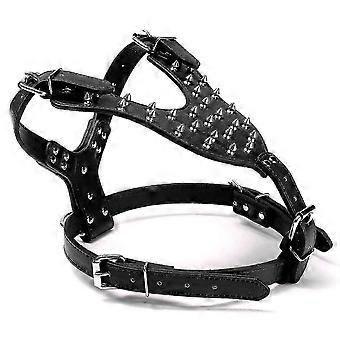 Leather Dog Harness Collar Leash Set Spiked Studded Staffy For Pet Security