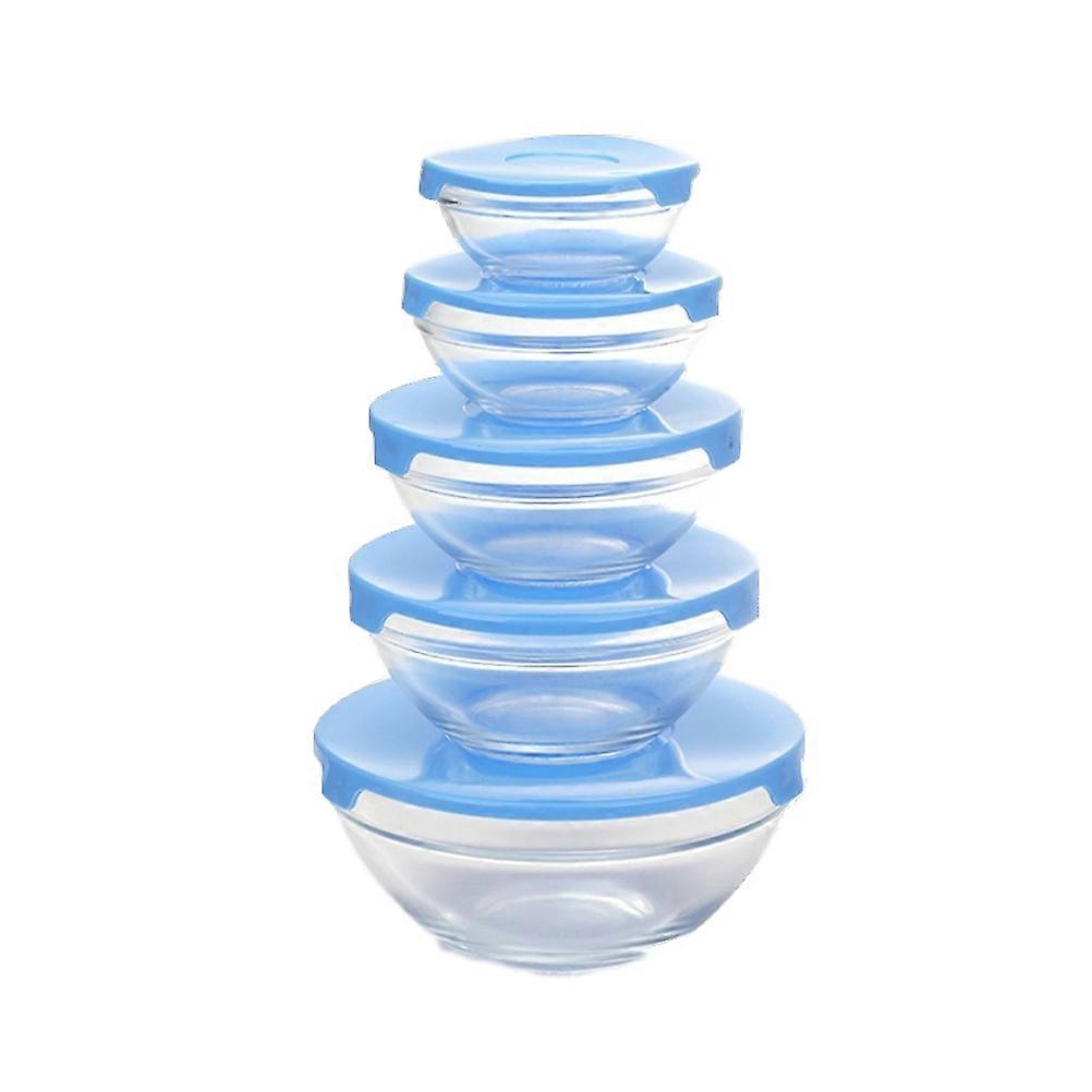 Glass Bowls with Lids for Kitchen Use Heat Resistant Borosilicate Glass and PP Material Skyblue 5pcs Set
