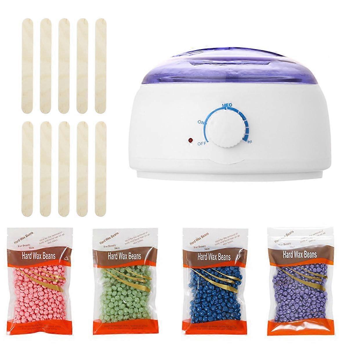 Wax Hair Warmer with 4 x 100g Wax Beads for Hair Removal, Pain Kit, Professional Electric Wax Heater for All Wax Types