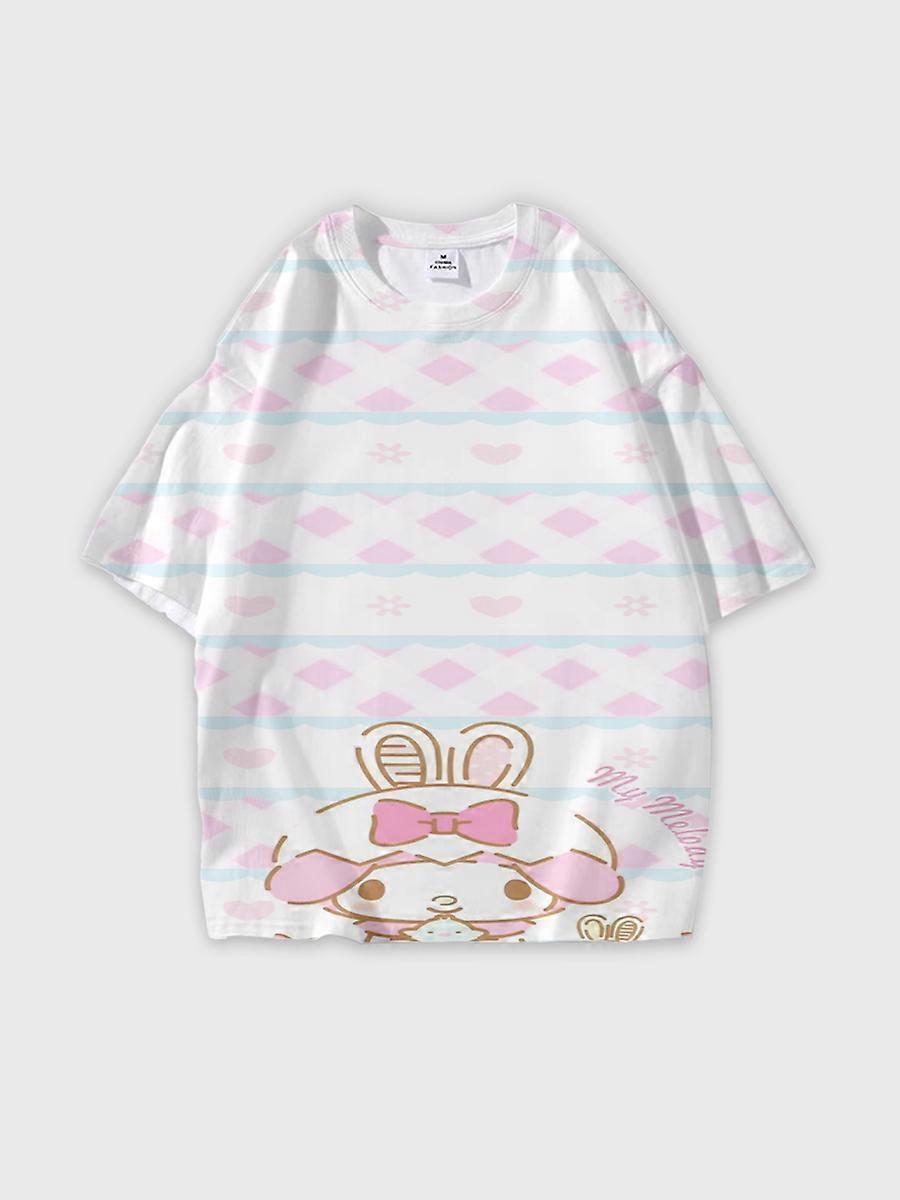 T-shirt girocollo Cartoon Pattern manica corta sciolta M220