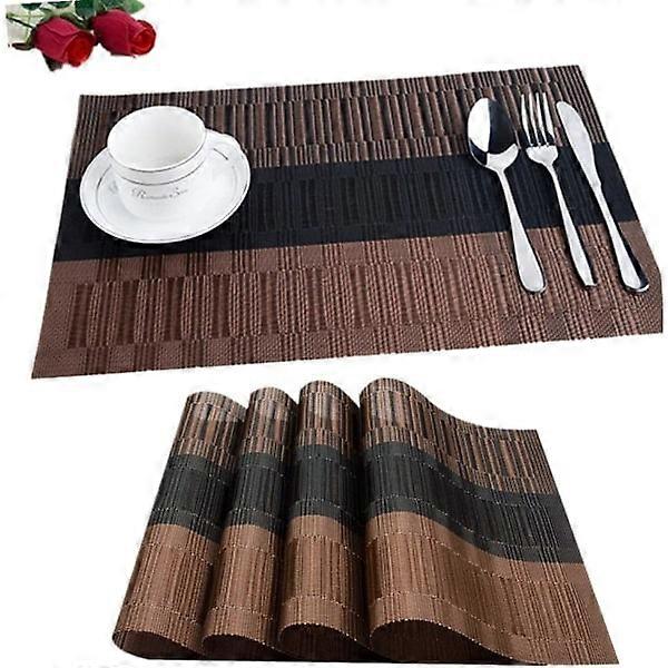 Set of 6 non-slip, wipeable, durable PVC placemats.