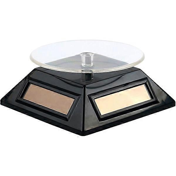 Black Battery/Solar Powered Rotating Display Stand for Art, Jewelry, Photo Display