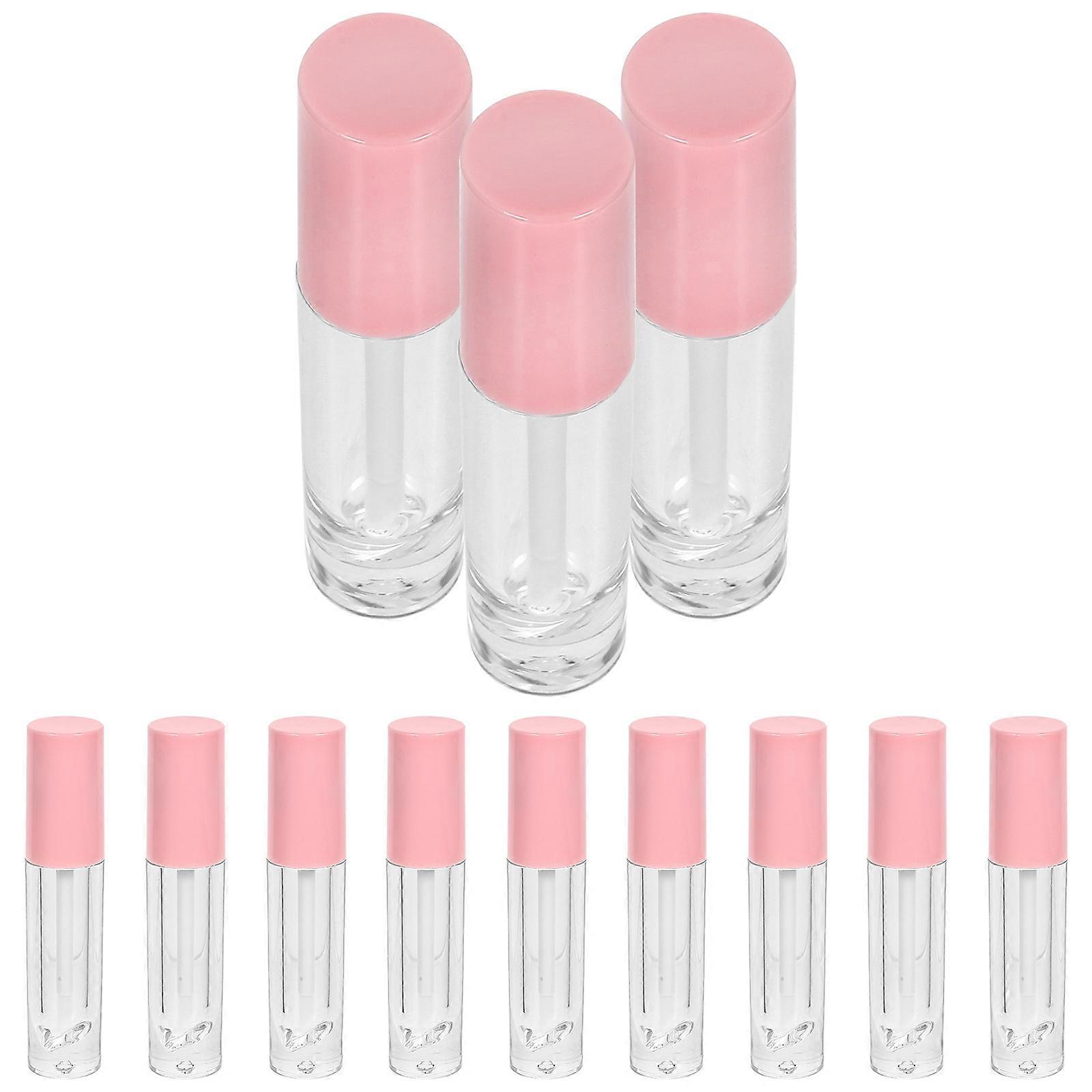 Portable Lipstick Tube with Stick for DIY Lip Gloss Container 12pcs 4ml Pink Plastic