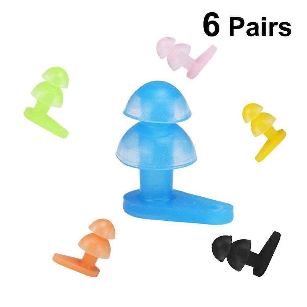 Waterproof Swimming Ear Plug with Case Silicone Mushroom Ear Protector for Kids Assorted Color 6 Pairs