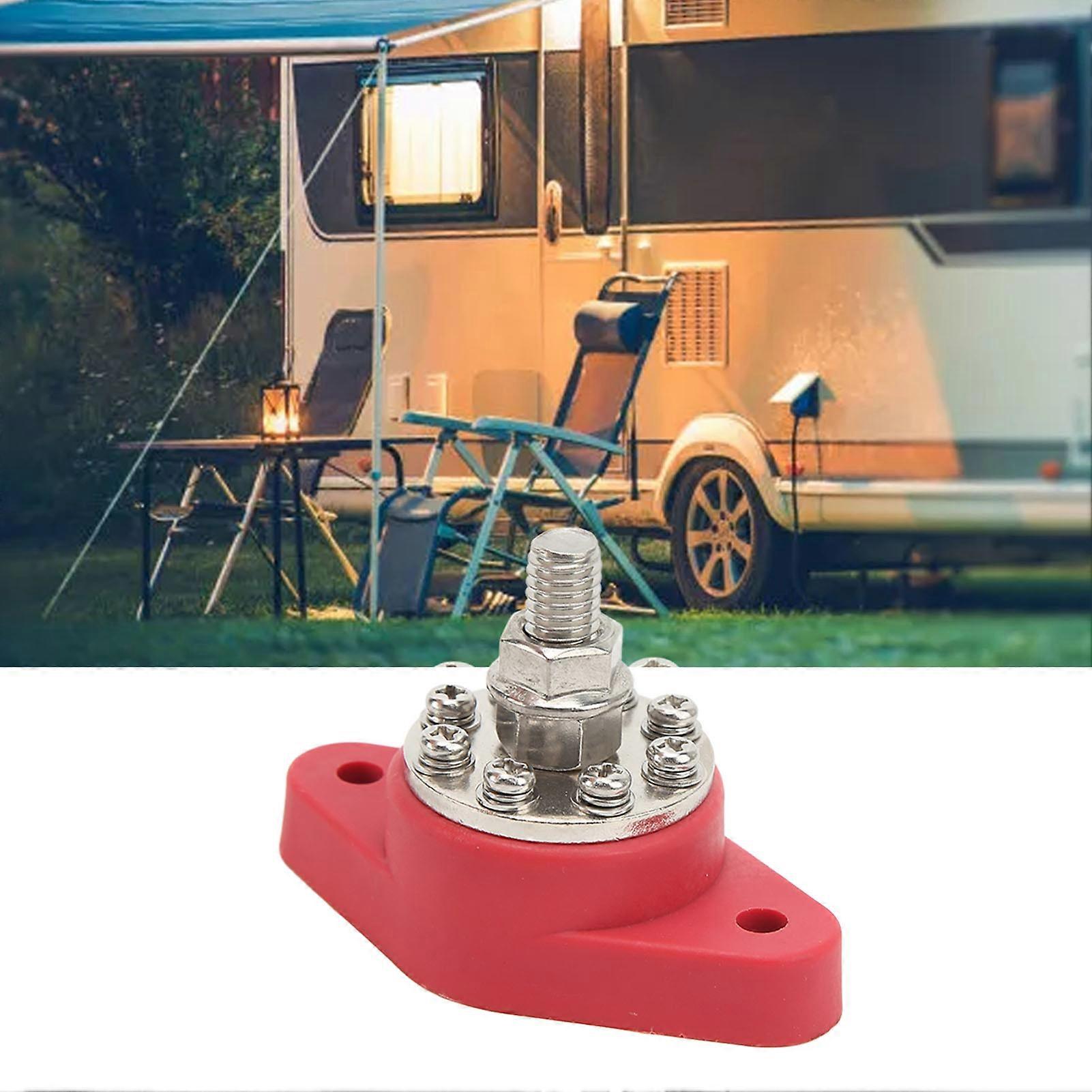 3/8in Red M10 Single Stud Power Distribution Terminal 12V 48V Battery Junction Post Bus Bar Block Stud for Cars RVs Ships Trucks 