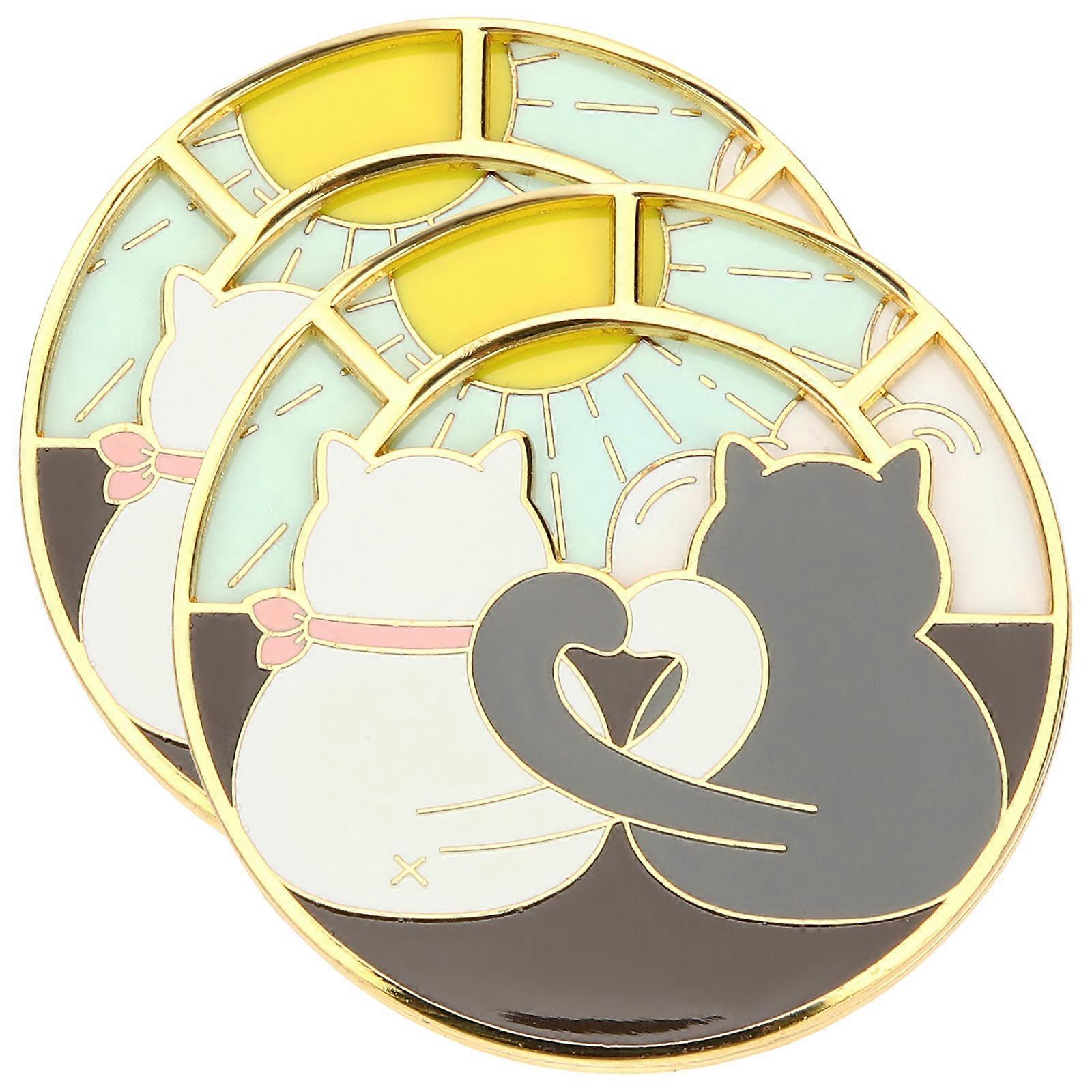 Chat Design Broche Épingle Pour Femmes Adolescents Filles Enfants Rotatif Multi Accessoire De Mode 2Pcs