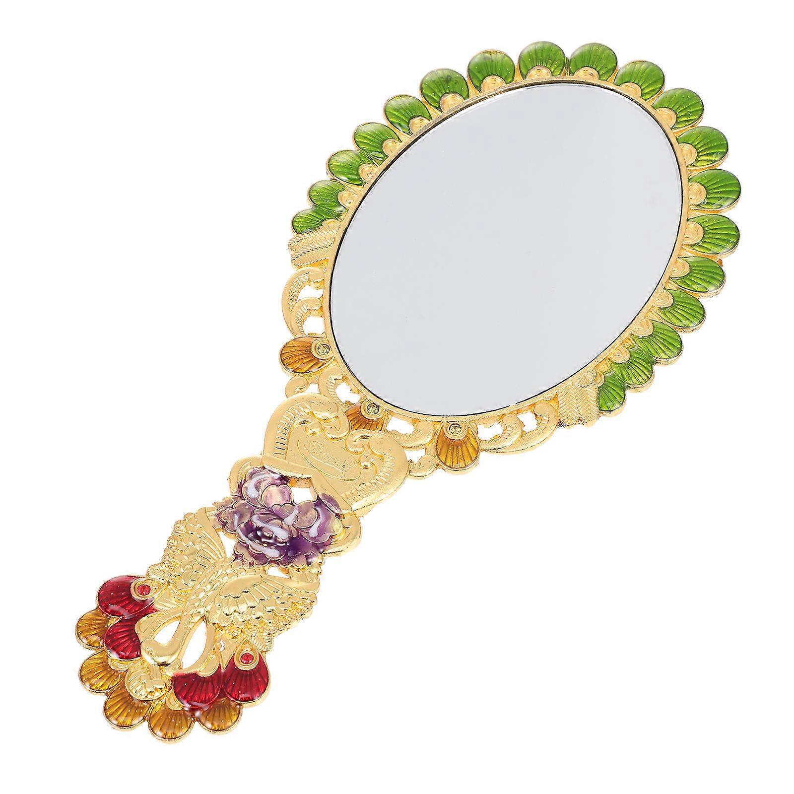 Vintage Handheld Mirror Retro Style For Teens And Women Compact Size 1Set