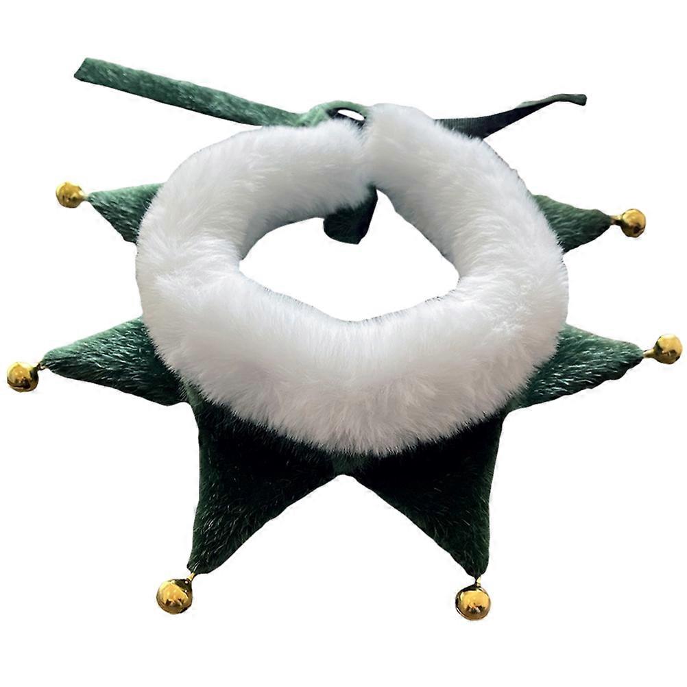 Winter Dog Scarf With Bell Designed For Christmas Festivities In Green Color 1 Pcs