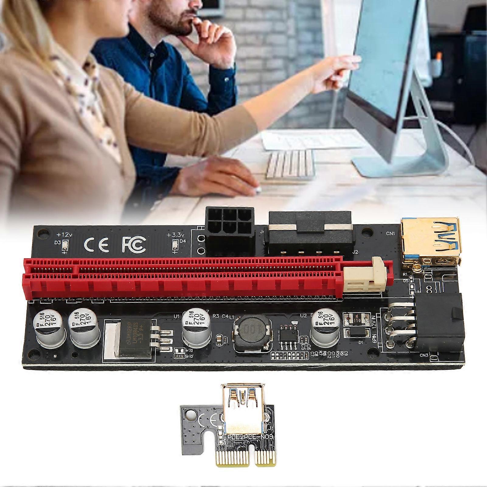PCIE 1X to 16X Riser Card 4 Solid Capacitors 6 PIN Interface USB Cable Fixed Buckle Design PCIE GPU Riser Express CableRed 