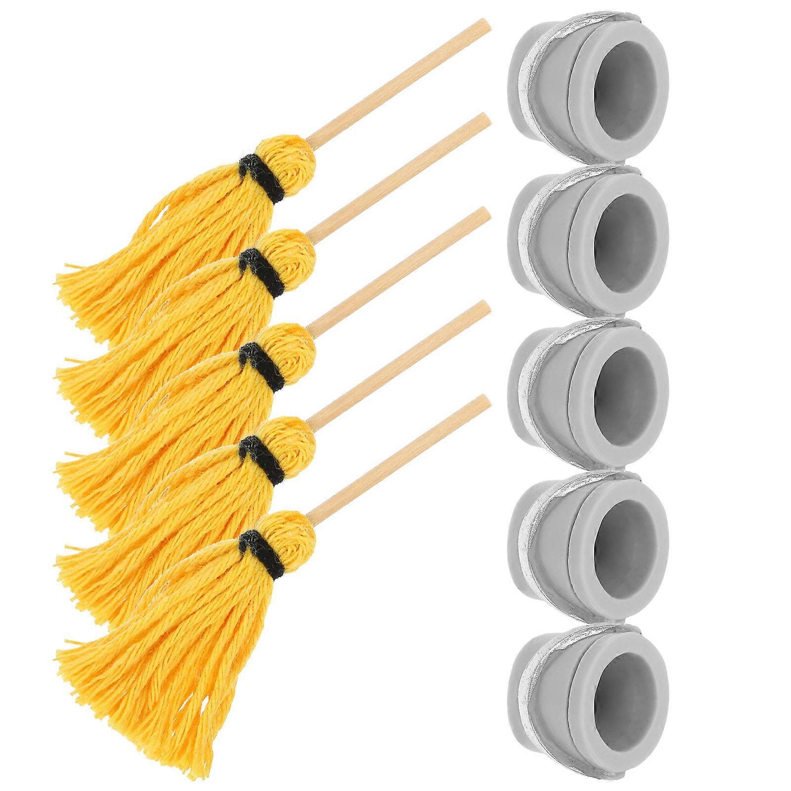 Creative Mini House Mop and Bucket Set for Decor Yellow Color 5 Sets