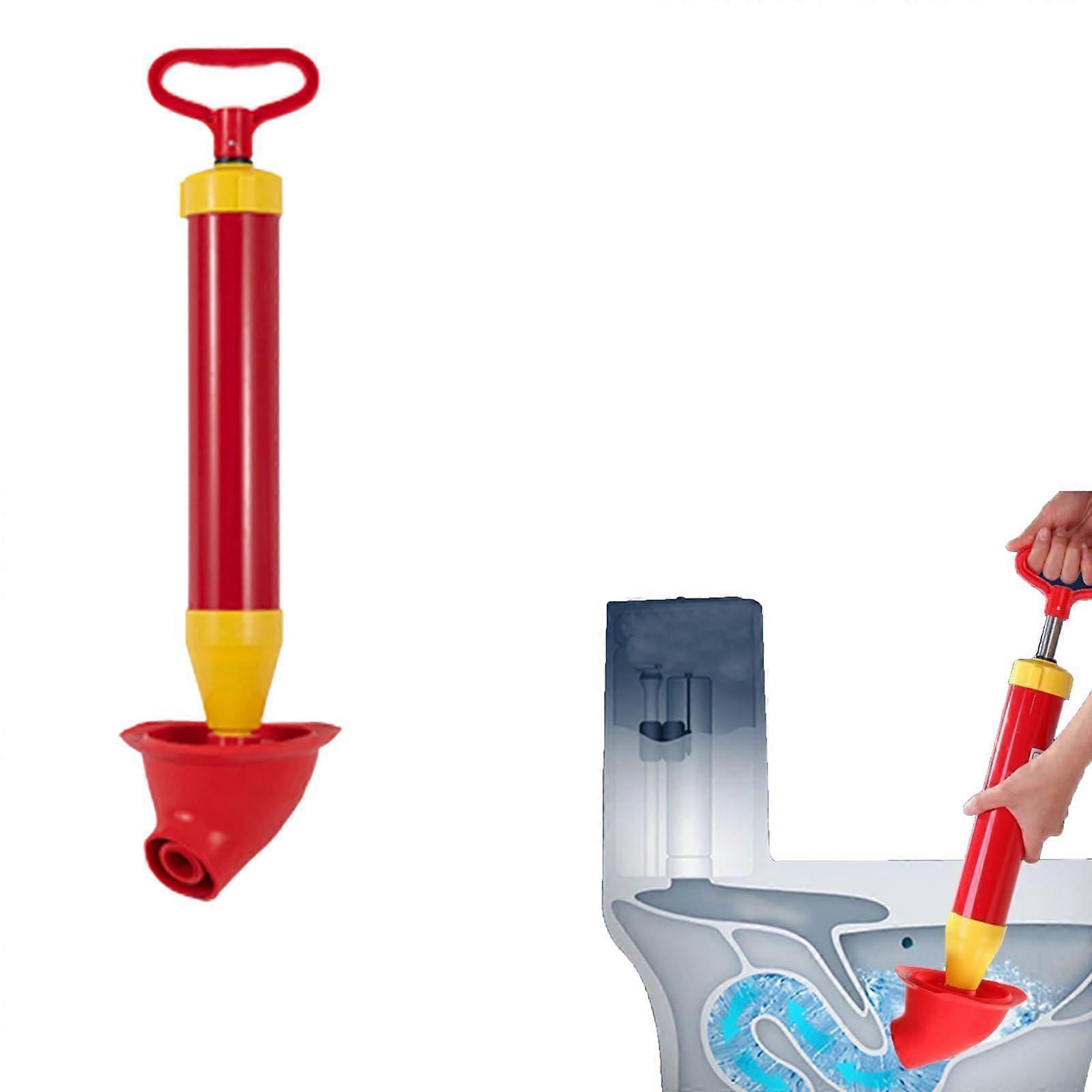 Pipe Cleaning Pump Compressed Air Drain Cleaner for Toilets Sinks and Floor Drains, High Pressure Red Curved Model