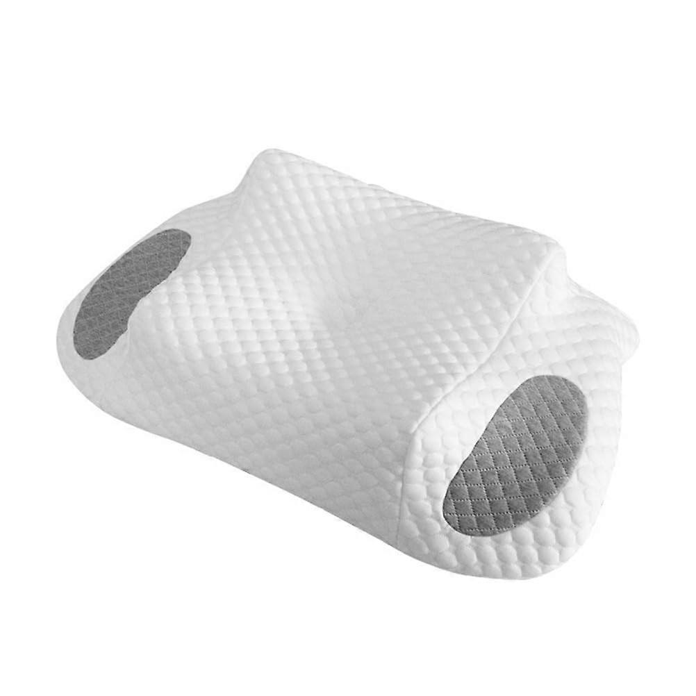 Orthopedic Memory Foam Pillow, Ergonomic Neck Support Pillow with Cover, Pillow for Back, Stomach  Side Sleepers, White