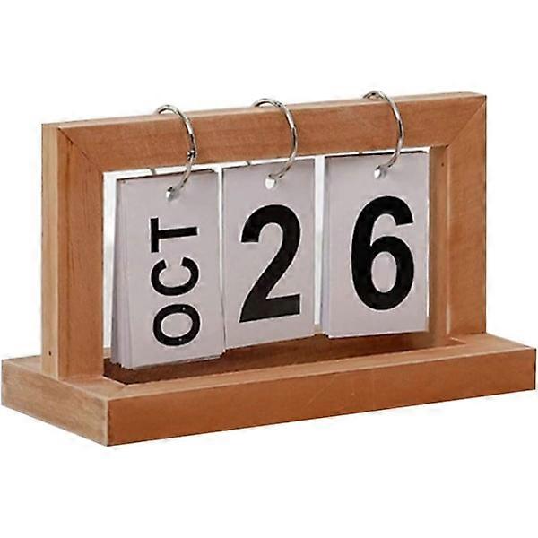Compact Desk Calendar with Wooden Single-Leaf Green Presentation