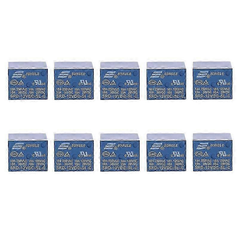 New High Quality 10 Pcs 5 Pins Relay 12v Dc Coil Power Relay Pcb