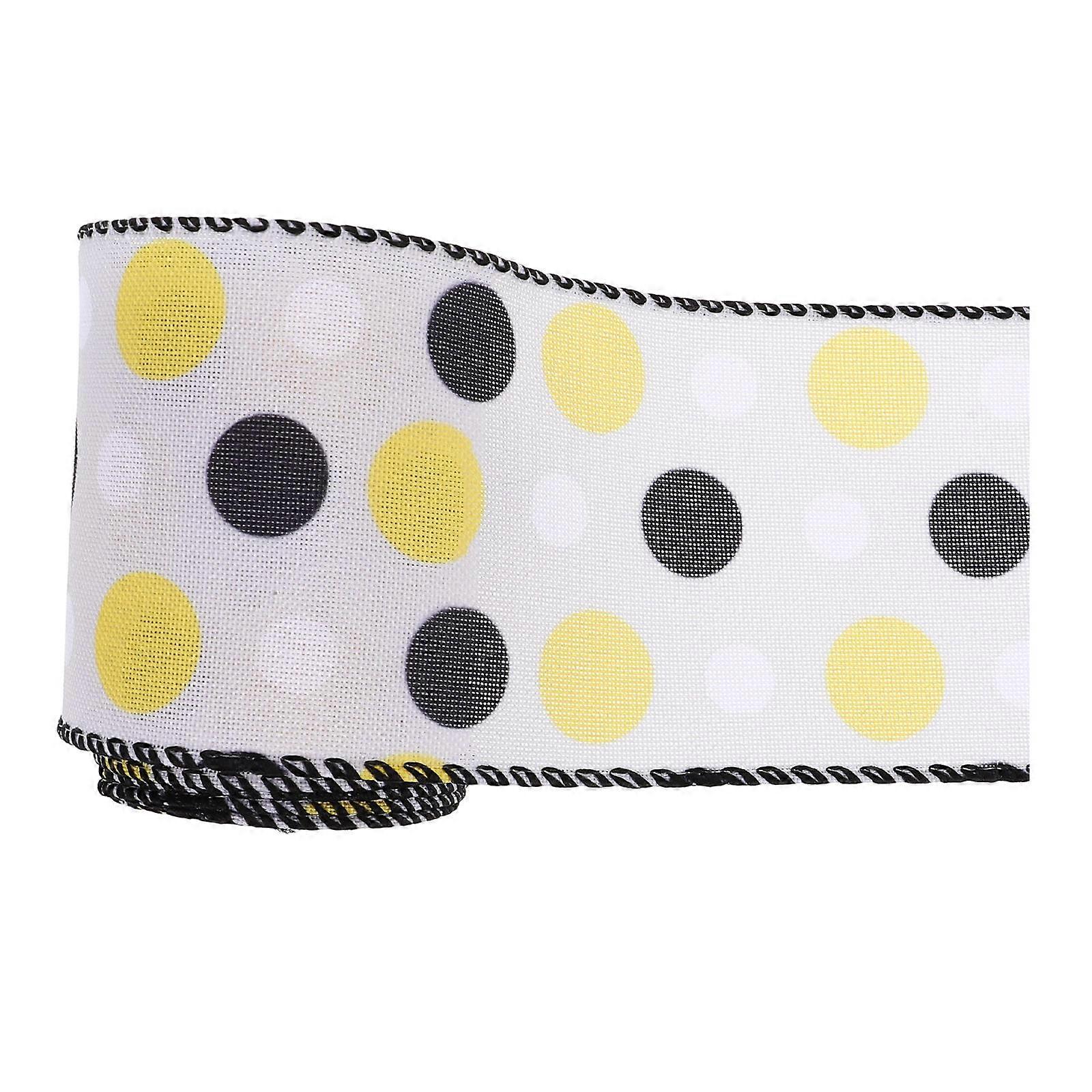 BeeThemed Decorative ribbon for Crafting and Wrapping with Dots Design and Wired Edge Multi Color Polyester