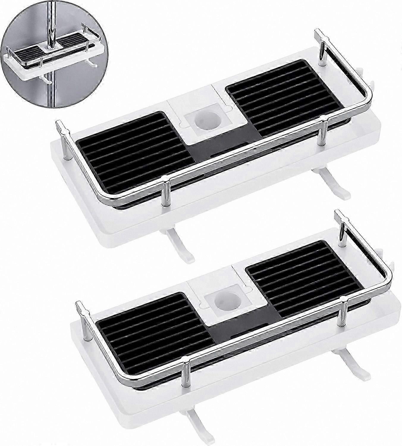 Bathroom Shower Shelf with Loop and Hook Wall Rail No Drilling 24mm-25mm (2 Pack)