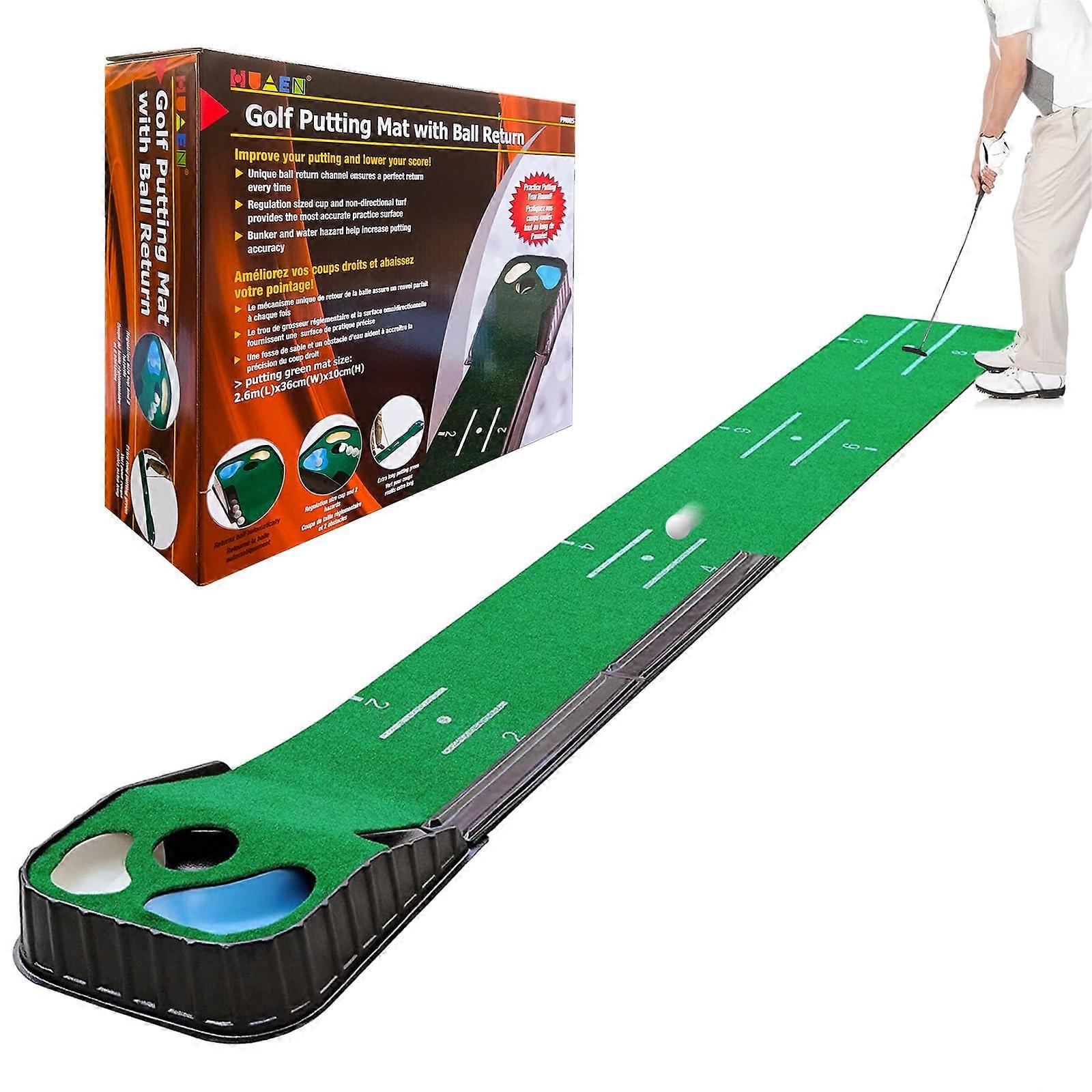 Golf Putting Mat, Indoor Putting Green with Automatic Ball and 3 Holes Ref: 3464