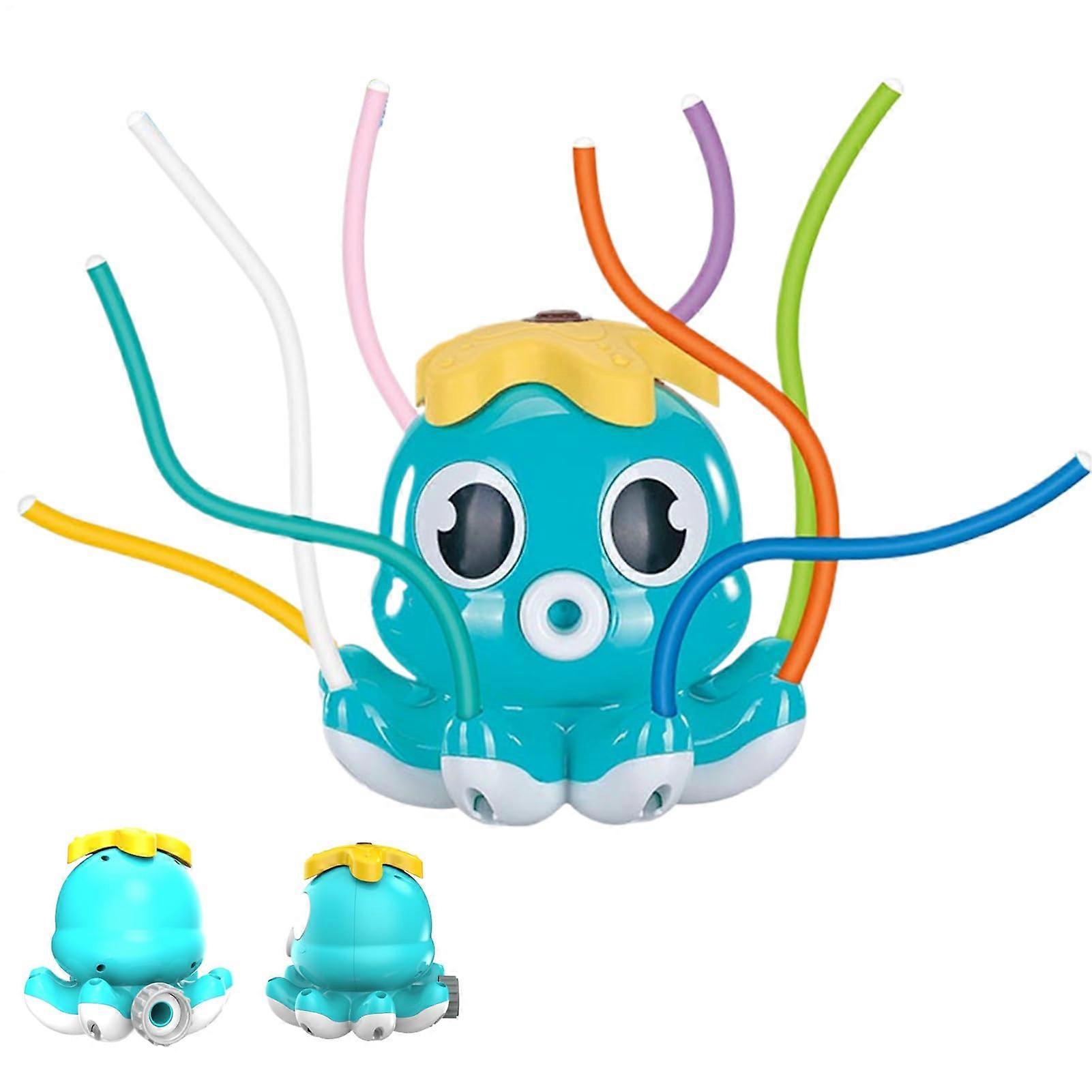 Water Sprinkler Toy with Swinging Colorful Tubes, 5.91x5.91x6.3 Inches, Easy Connection for Pool Playtime, Blue