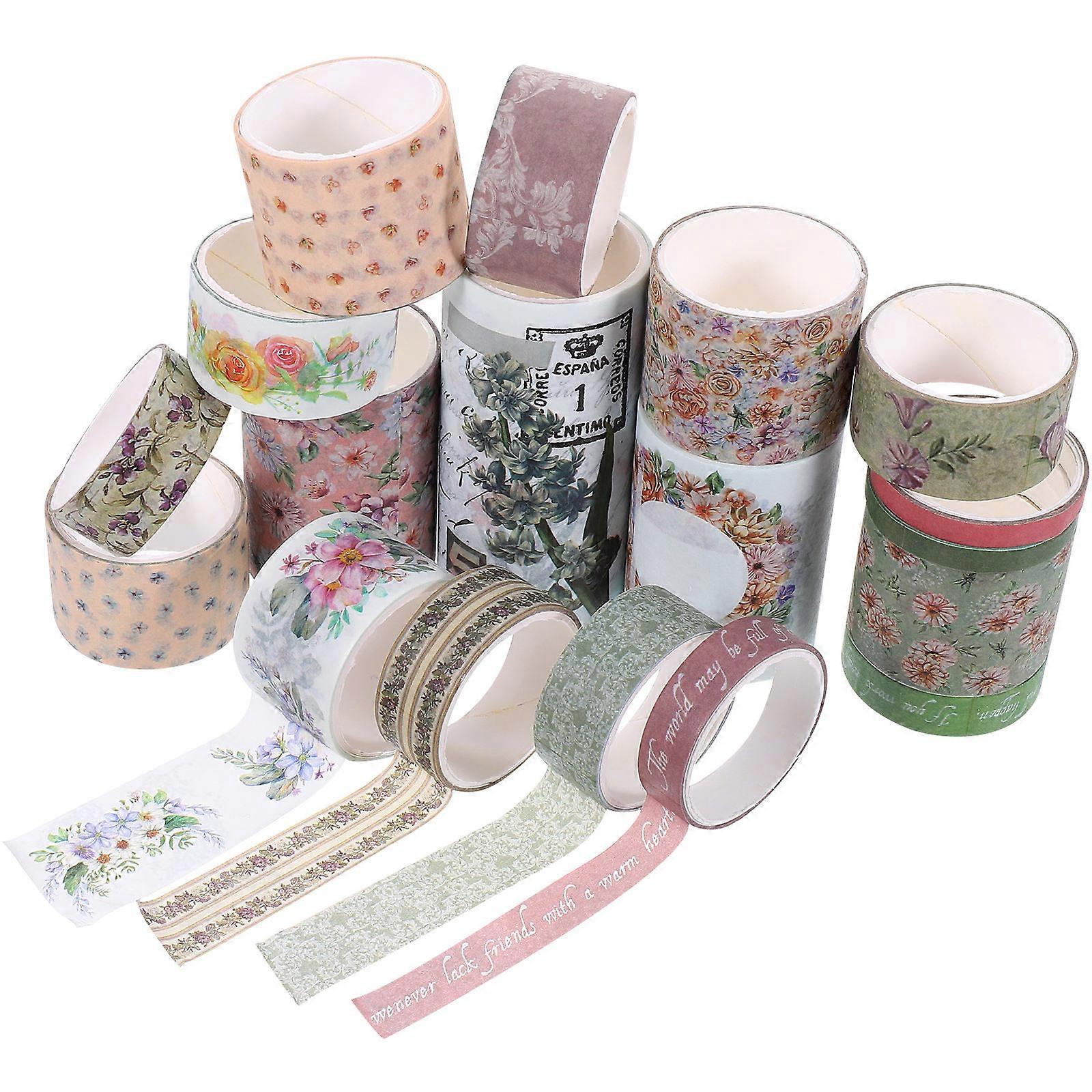 18 Rolls Vintage Washi Tape for DIY Scrapbooking Decorative Adhesive Tapes, Non Damaging for Journals, Notebooks, and Gift Wrapping
