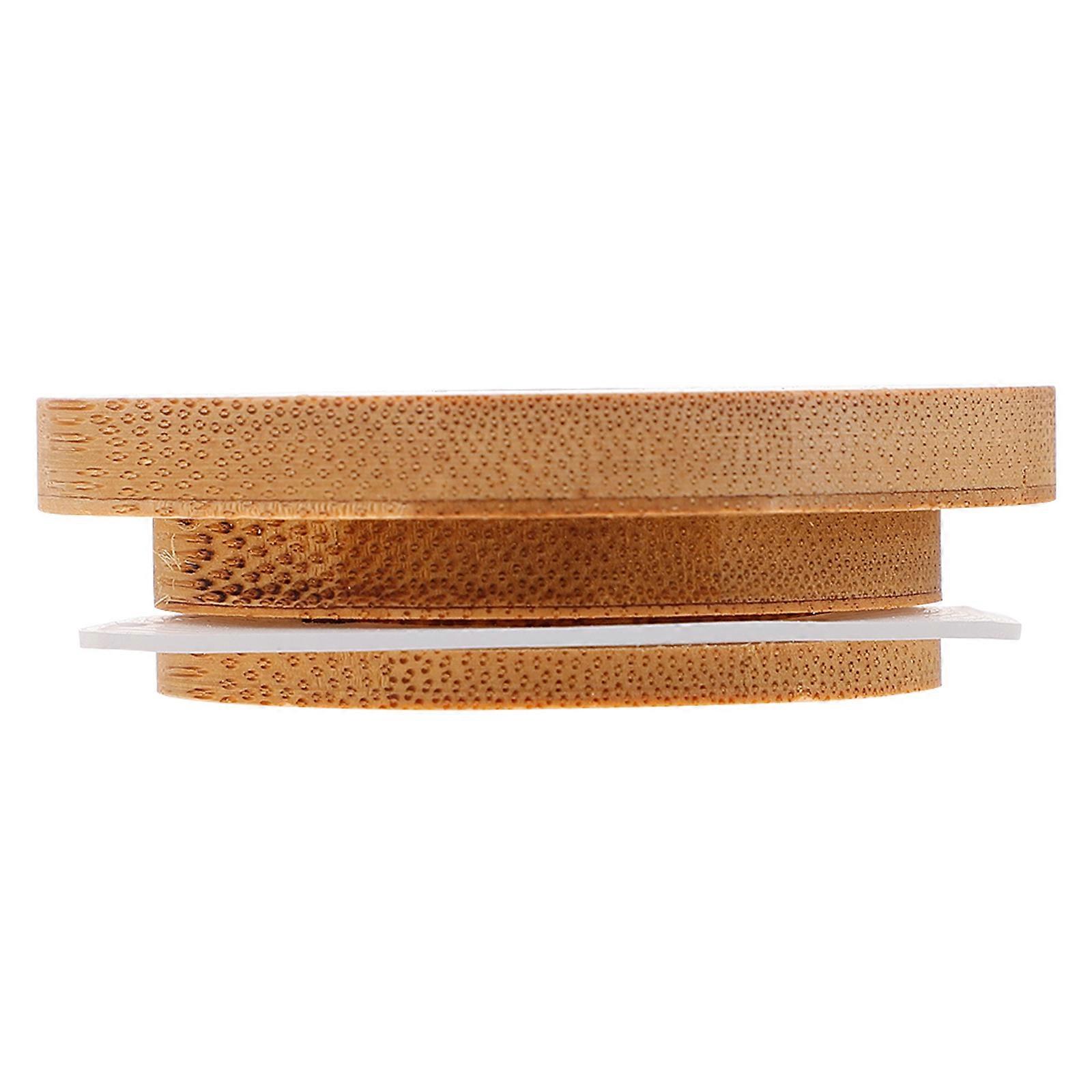 1 Set 2Pcs Bamboo Mason Jar Lids Practical Bottle Covers with Straw Hole