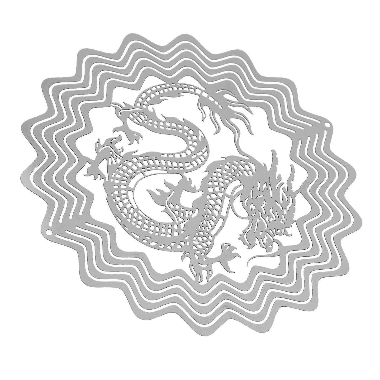 Wind Spinners Hanging Garden Decor Dragon Design DIY Project Accessory Silver Size 10x10cm 1Set