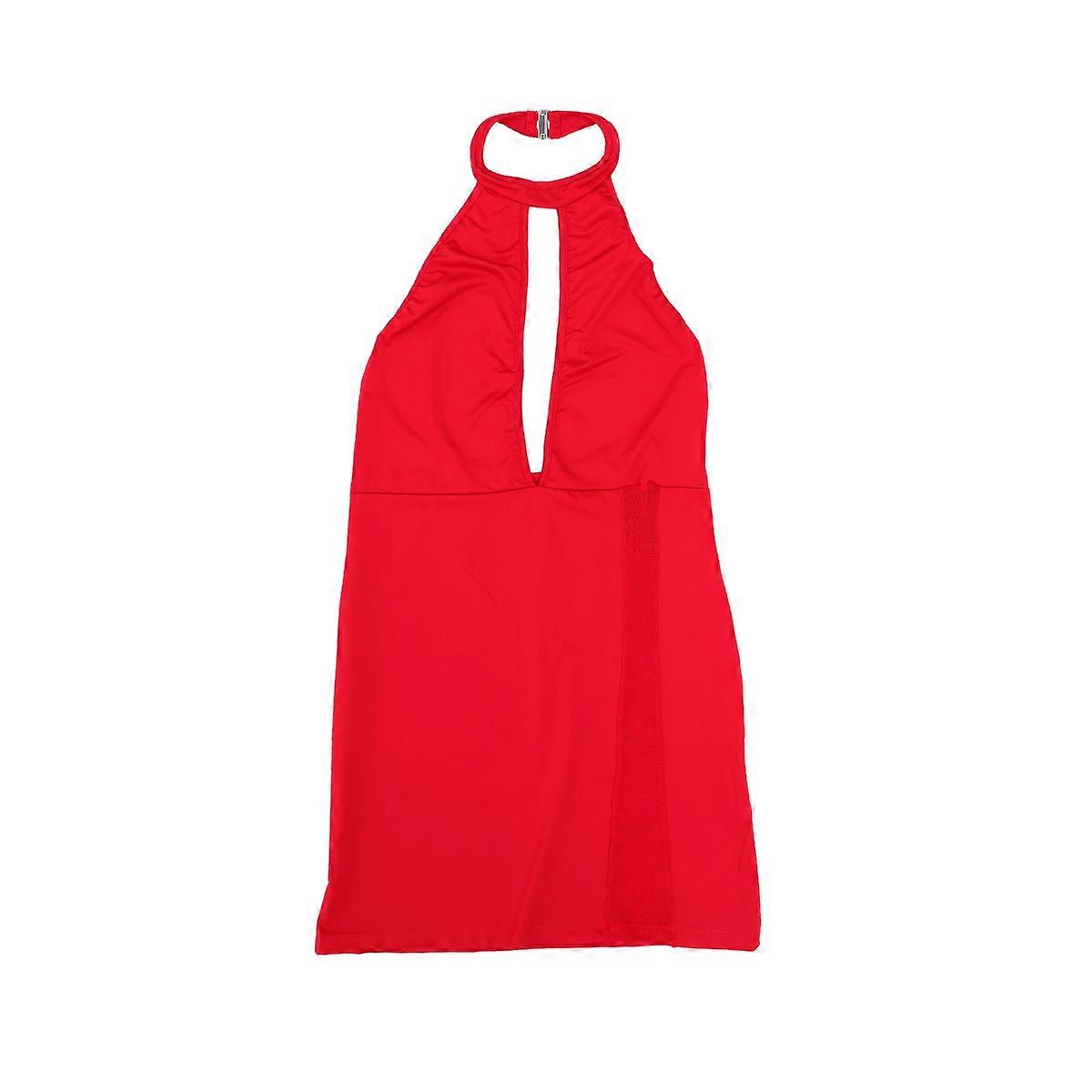 Backless Deep V Dress For Night Out Occasion In Red L Size 1Pack