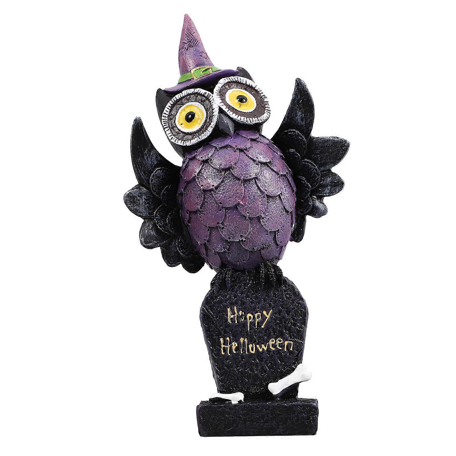 It sounds like you're describing a product listing or looking to create a compelling product title or description for a Halloween themed resin owl