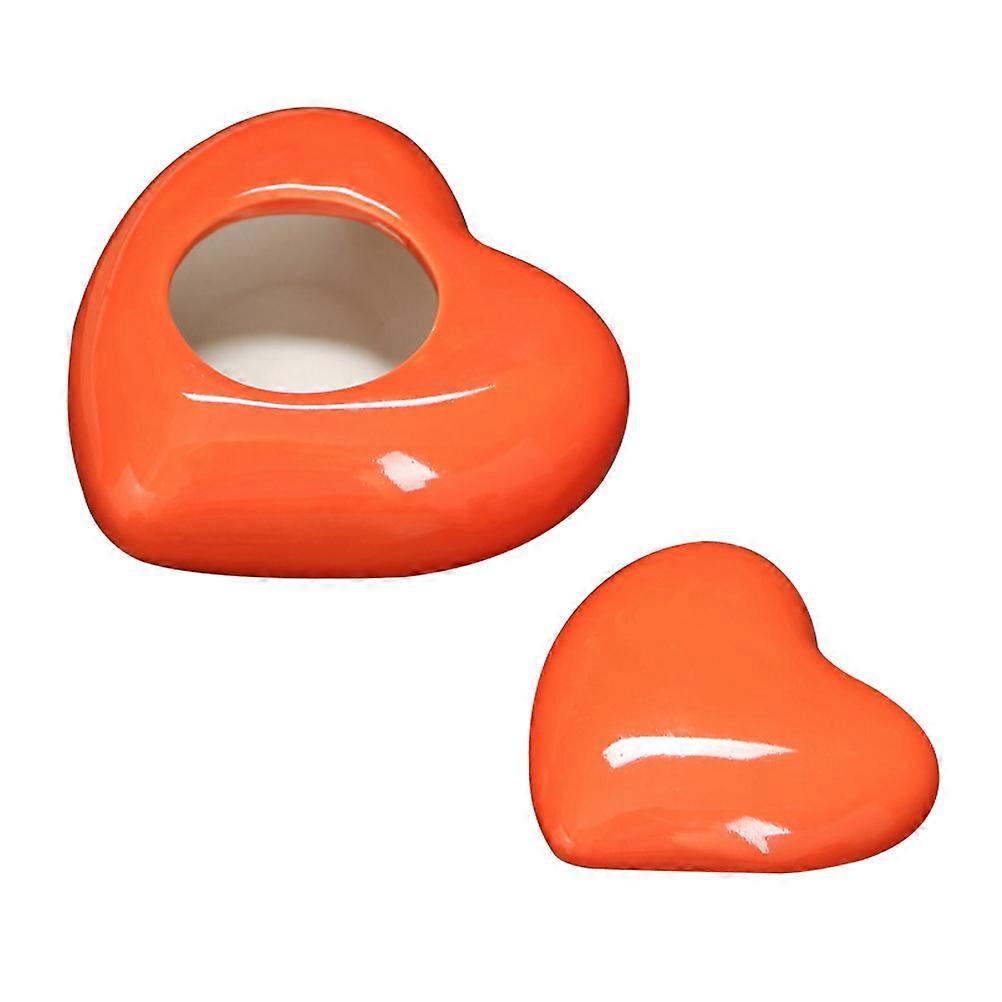 Creative Heart Shape Tea Storage Jar With Lid For Home Use Orange Color 1Pack