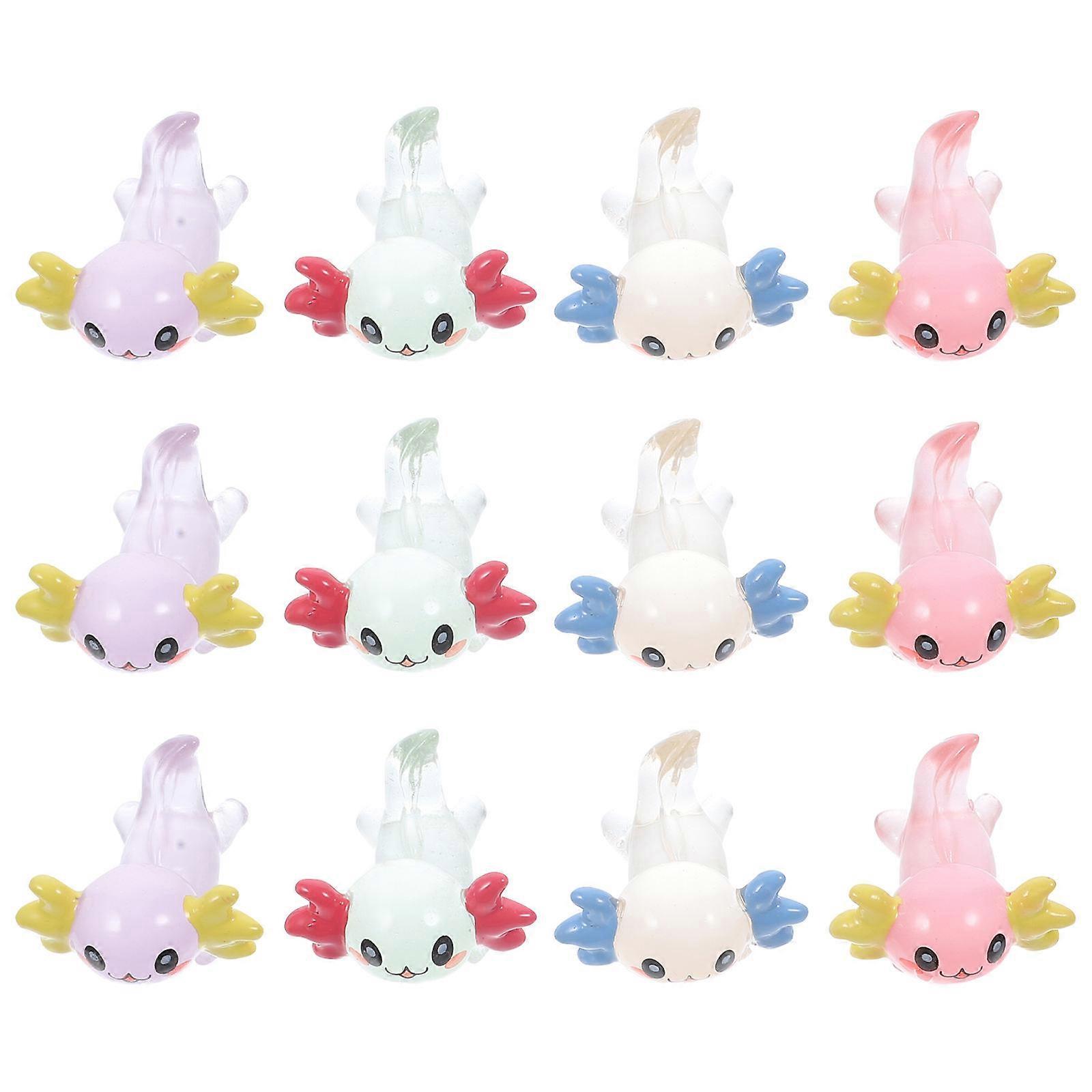 12pcs Glow in the Dark Animal Figurines Miniature Garden Resin Statues