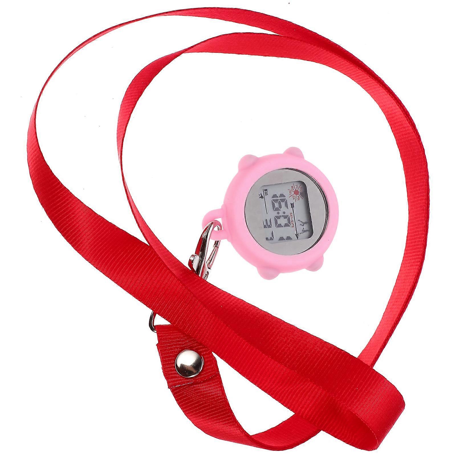 Red Nurse Watch With Neck Rope For Everyday Use 50.00X4.50X1.00cm Date Display Simple Design 1Set