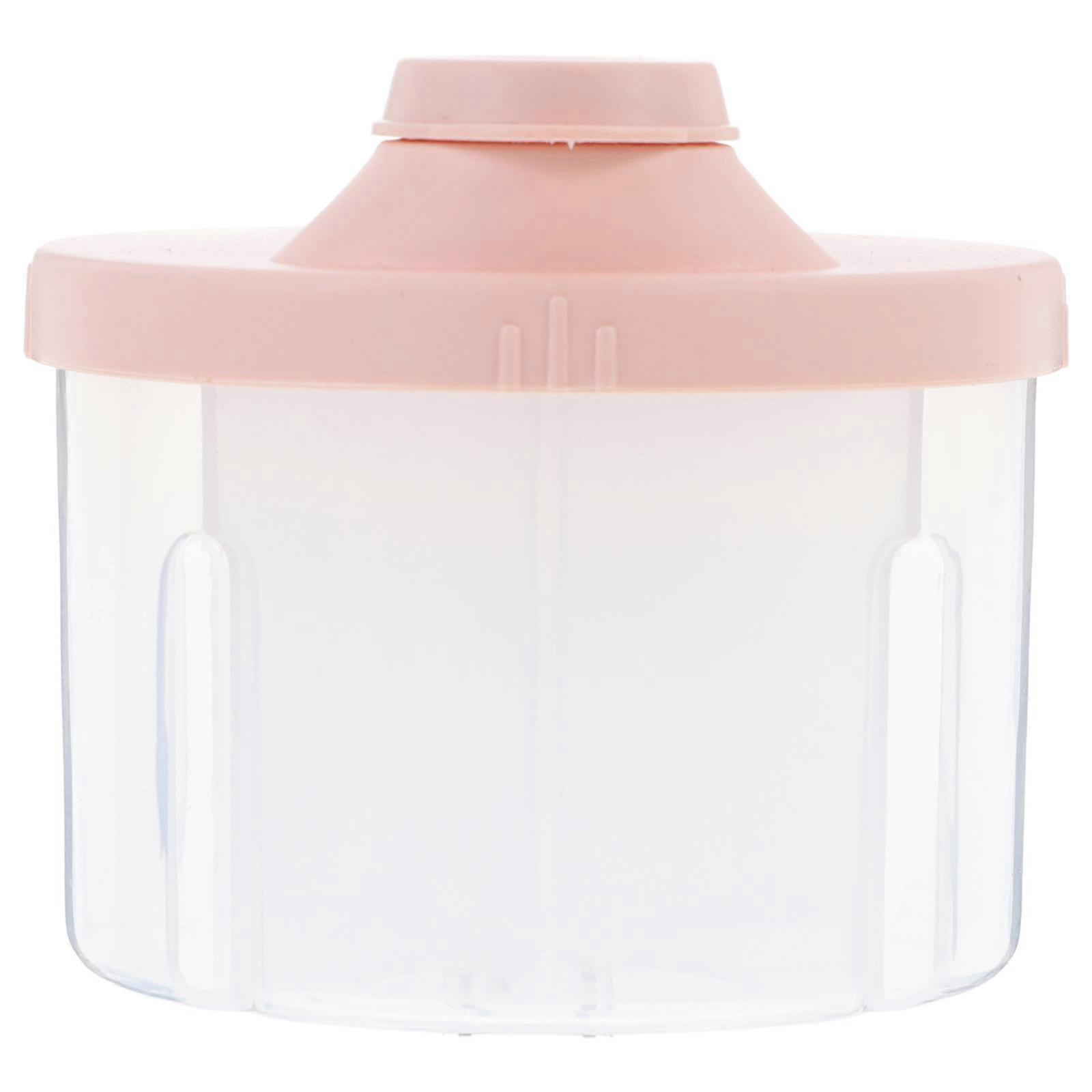 Portable Formula Dispenser with Four Compartments Rotation No Spill Milk Powder Container for Travel in Pink PP 2pcs